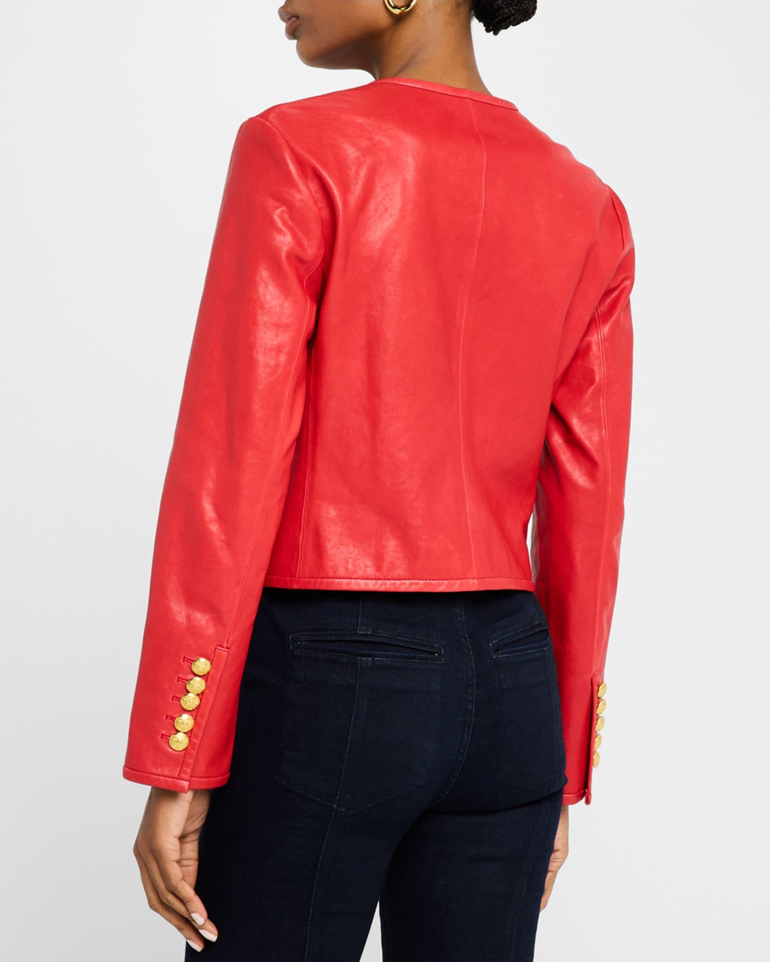 Andrea Button-Down Leather Jacket Product Image