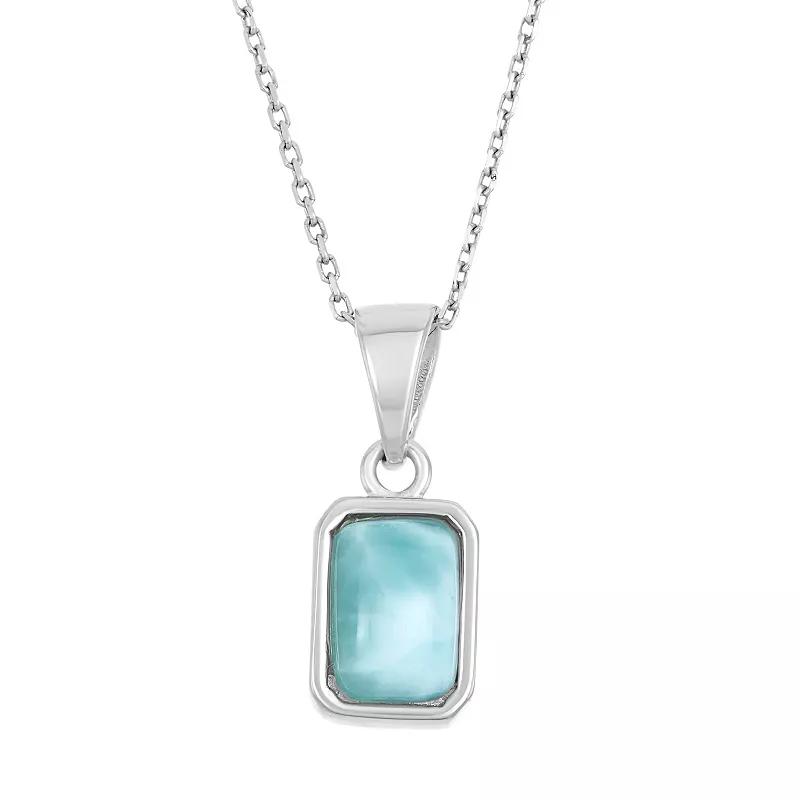 Larimar Sterling Silver Rectangle Halo Pendant Necklace, Women's, Size: 18", Blue Product Image