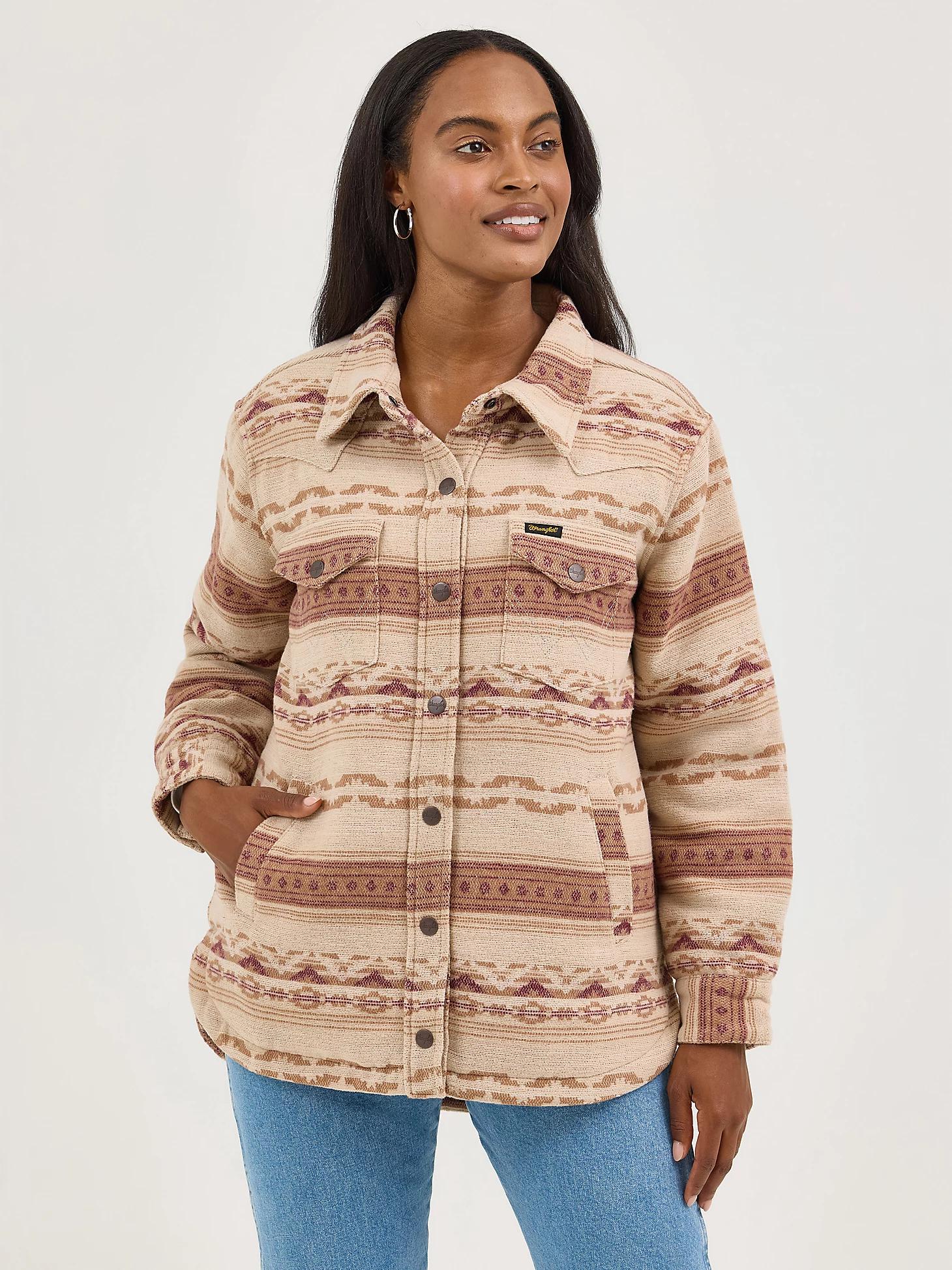 Women's Wrangler Quilt Lined Jacquard Shacket | Women's JACKETS & OUTERWEAR | Wrangler® Product Image