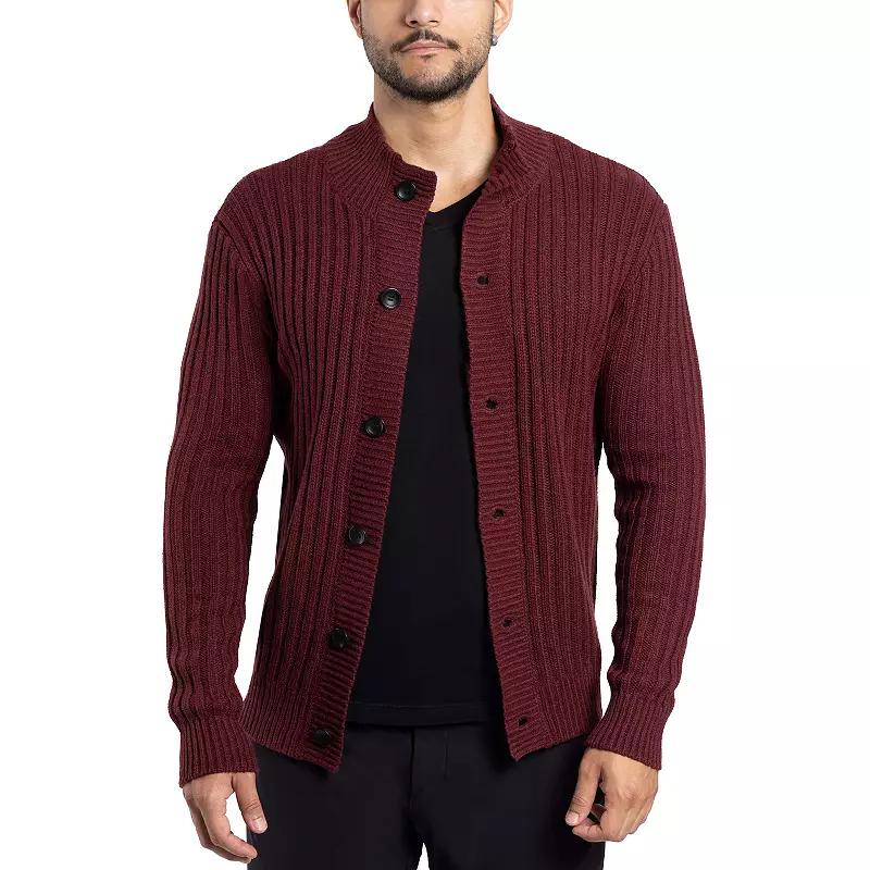 Men's Xray Stand-Collar Cardigan Sweater, Size: 3XL, Silver Grey Product Image