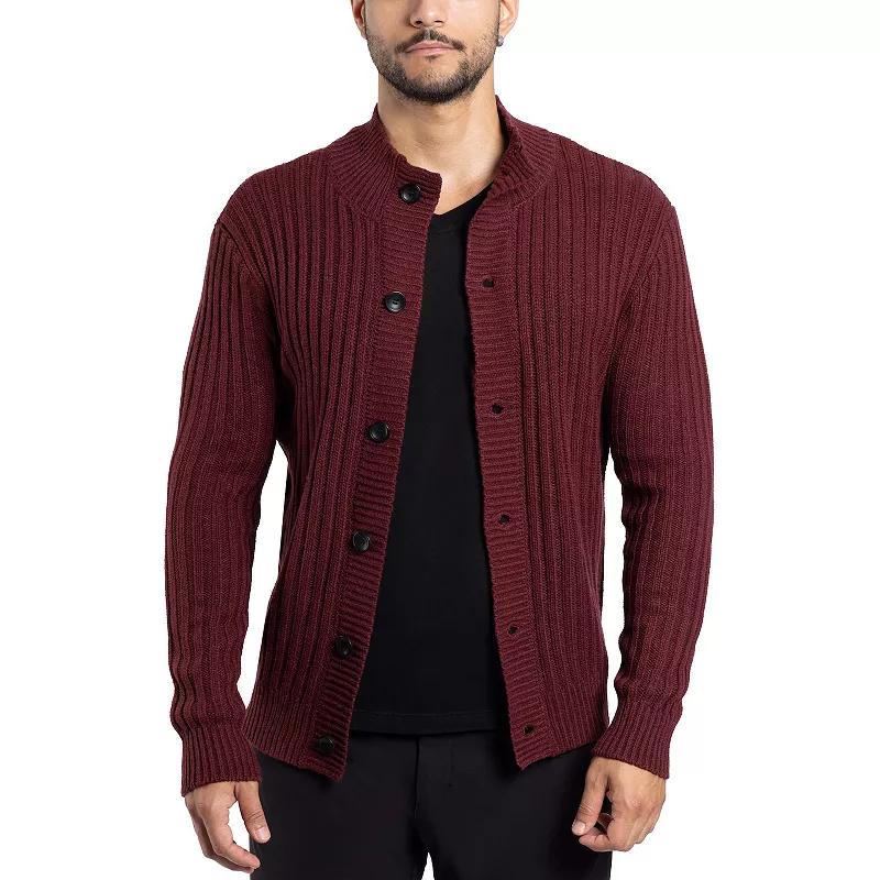 Men's Xray Stand-Collar Cardigan Sweater, Size: 3XL, Silver Grey Product Image