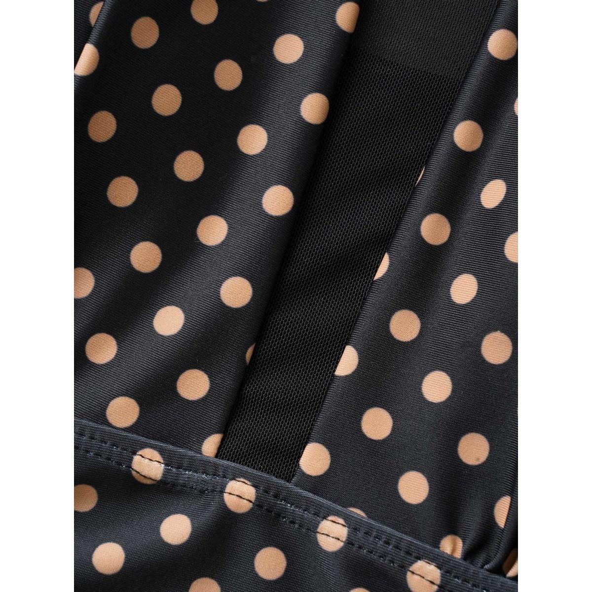 Plus Size Polka Dot Halter Neck Gathered Swim Dress Women's Swimwear Black Beach Bodycon Halter neck High stretch Curve Swim Dresses BloomChic 10/M Product Image