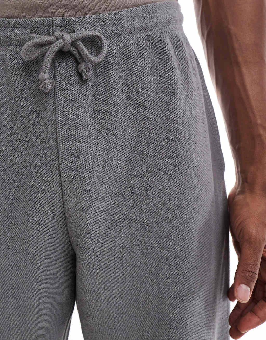 ASOS DESIGN oversized textured sweatpants in charcoal - part of a set Product Image