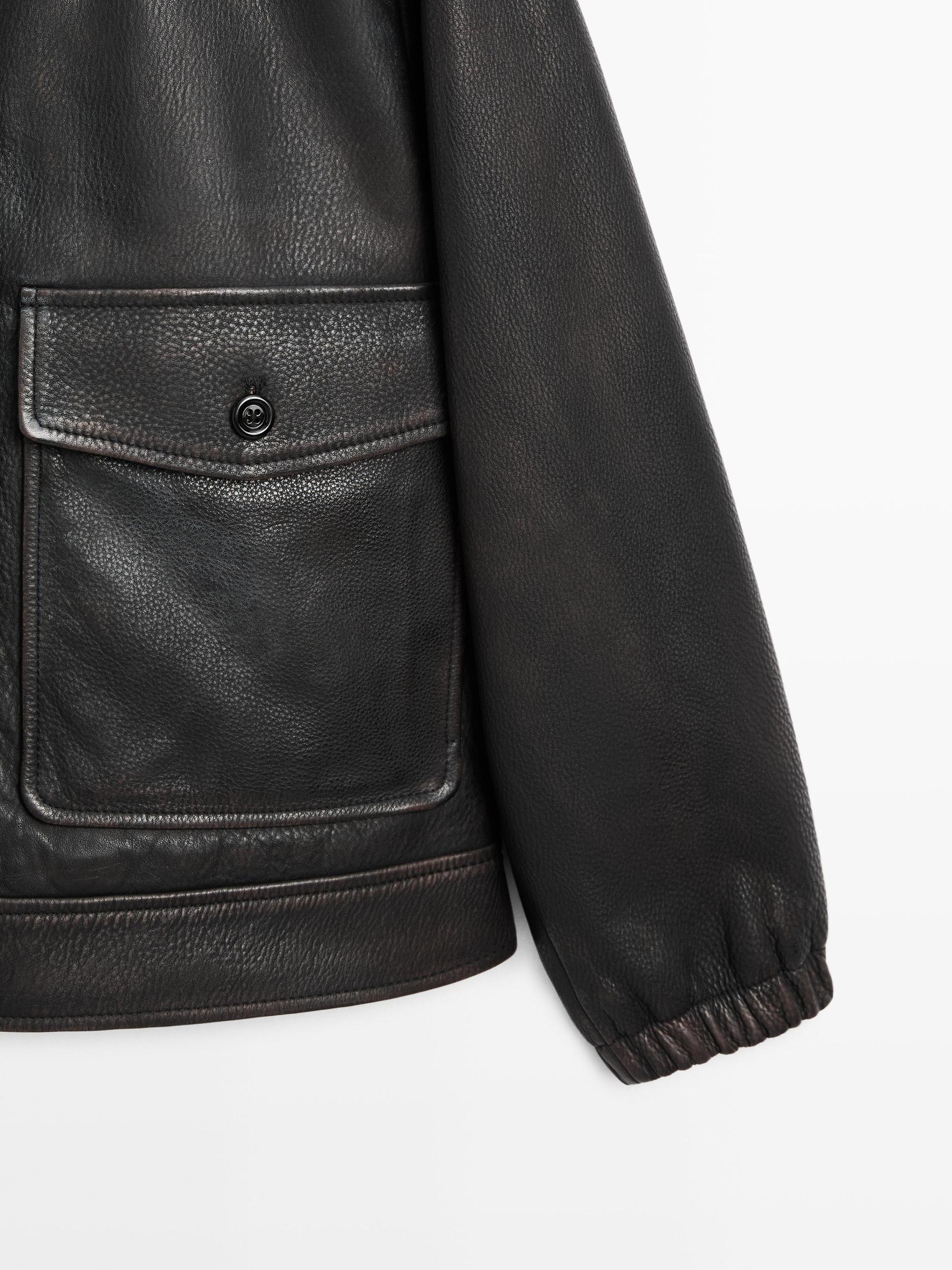 Nappa leather jacket with lambskin collar Product Image