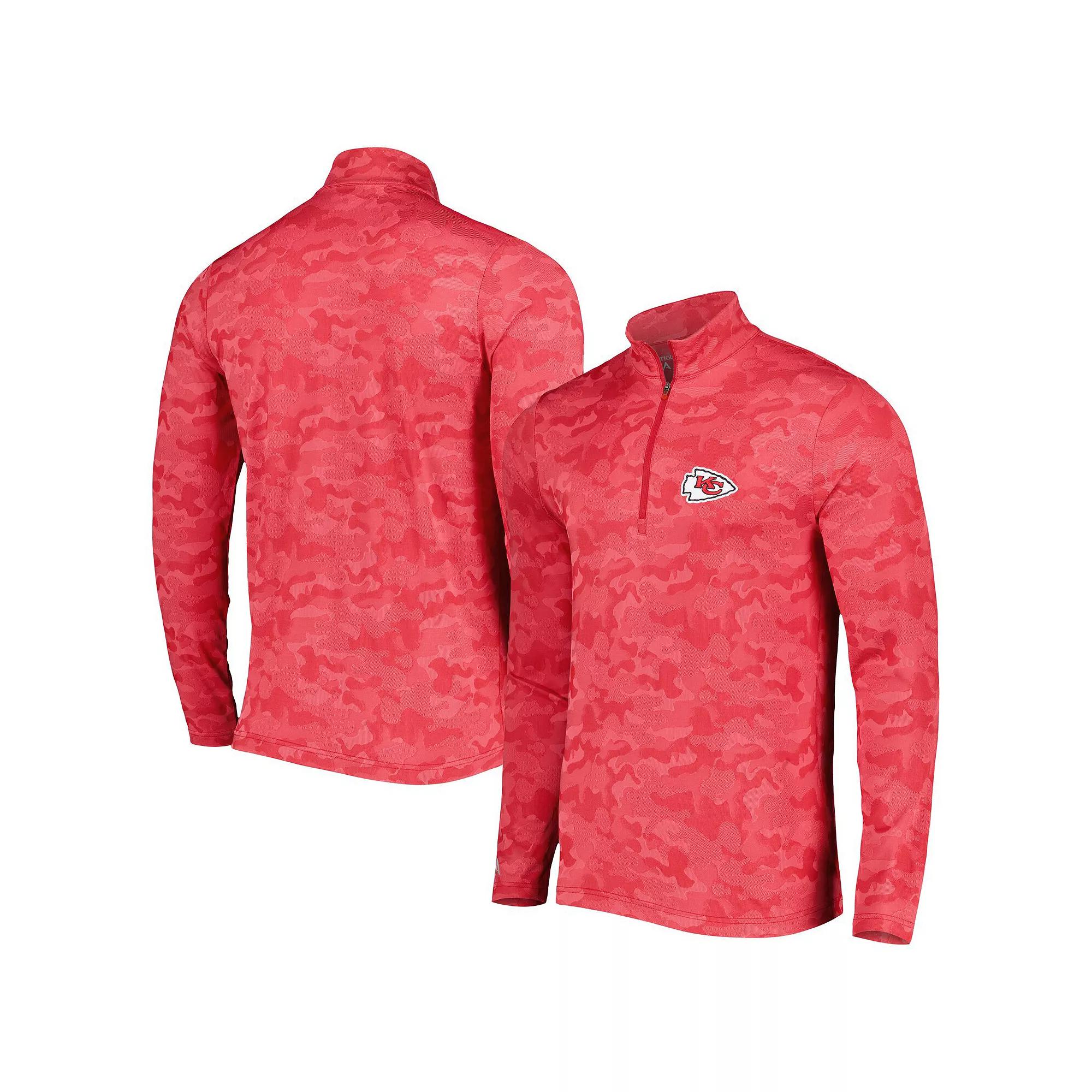 Men's Antigua Red Kansas City Chiefs Brigade Quarter-Zip Sweatshirt,  Product Image