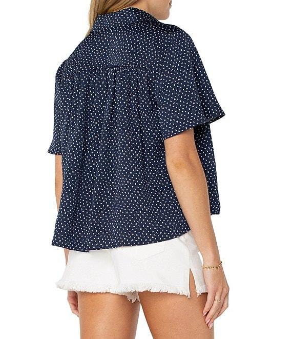 Liverpool Los Angeles Woven Printed Point Collar Short Sleeve Blouse Product Image