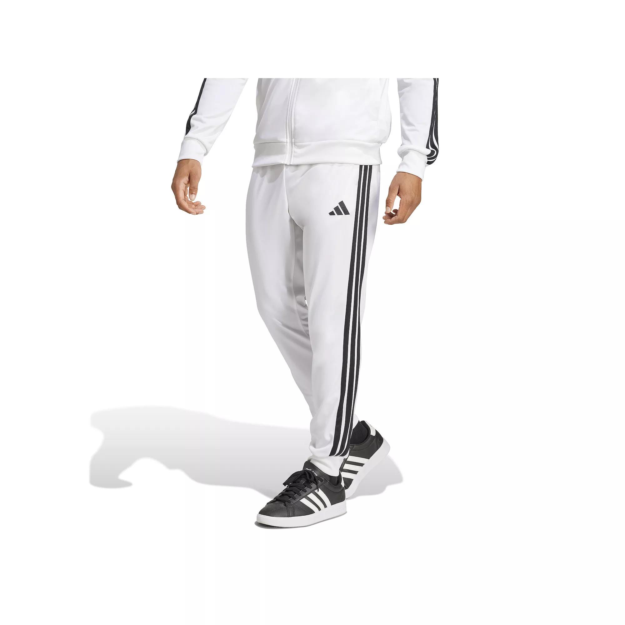 Big & Tall adidas 3-Stripes Tricot Tapered Track Pants, Men's, Size: Large Tall, White Black Product Image