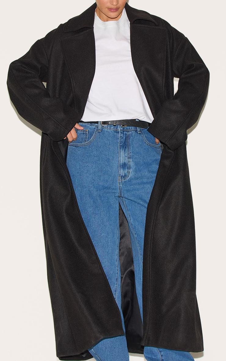 Black Wool Look Oversized Drop Shoulder Coat Product Image