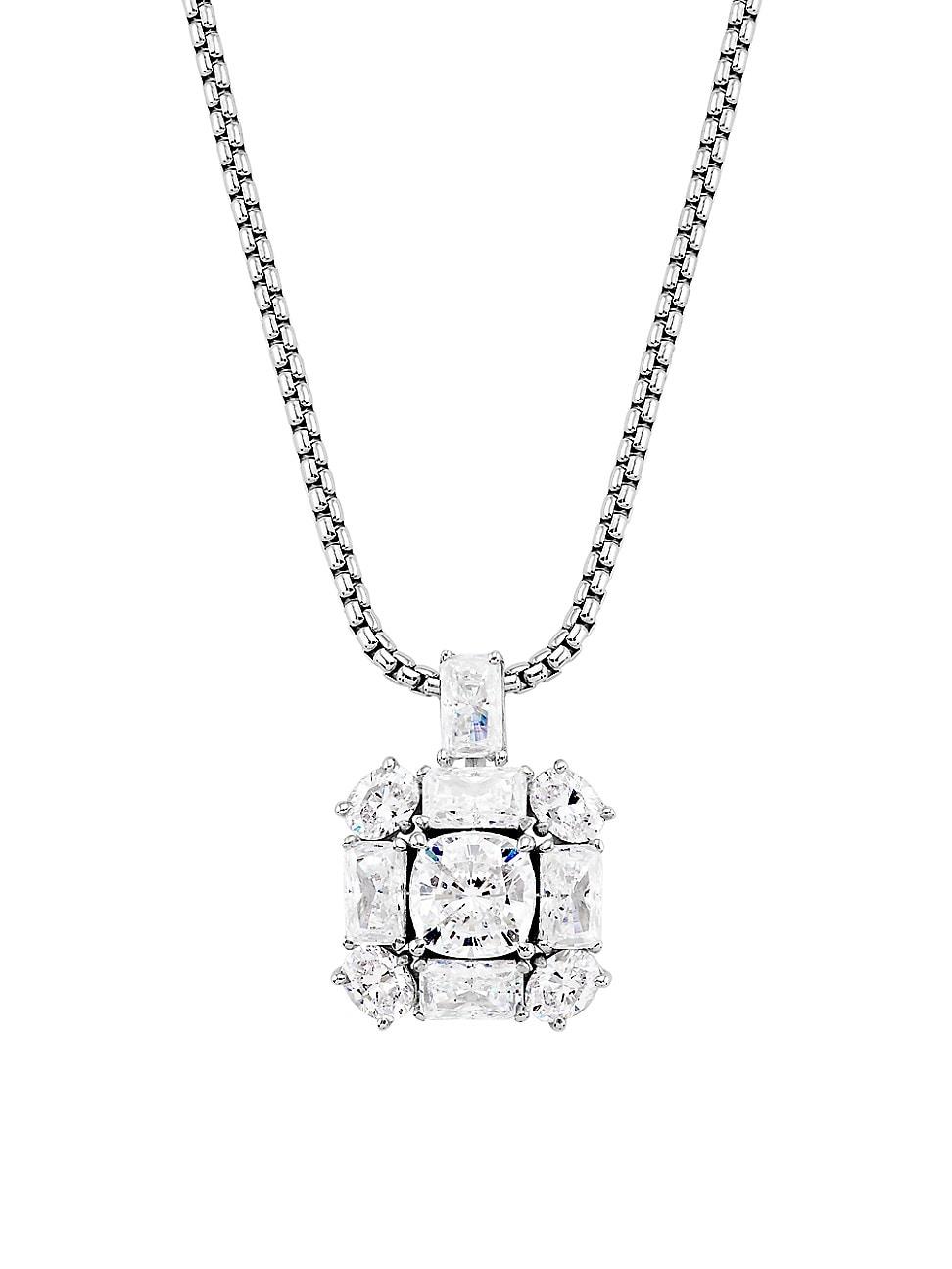 Womens Naomi Rhodium-Plated & Cubic Zirconia Pendant Necklace Product Image