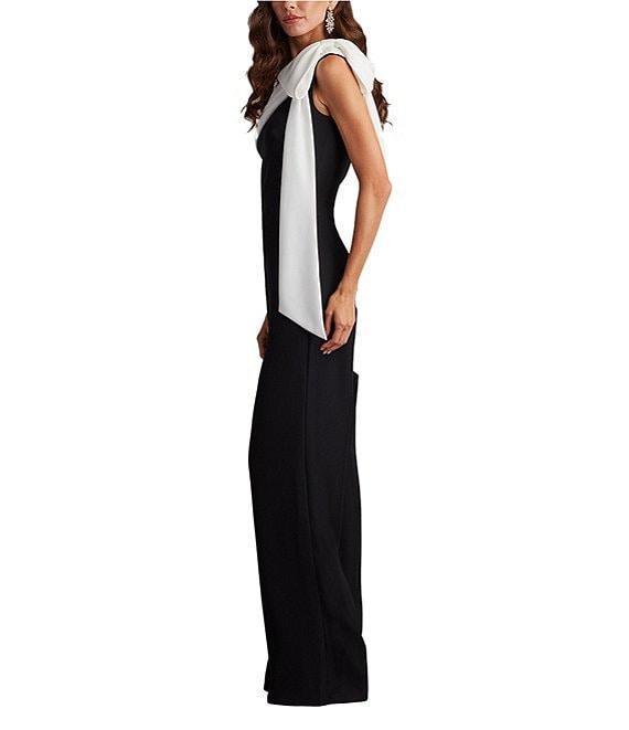Tadashi Shoji One Shoulder Bow Detail Crepe Jumpsuit Product Image