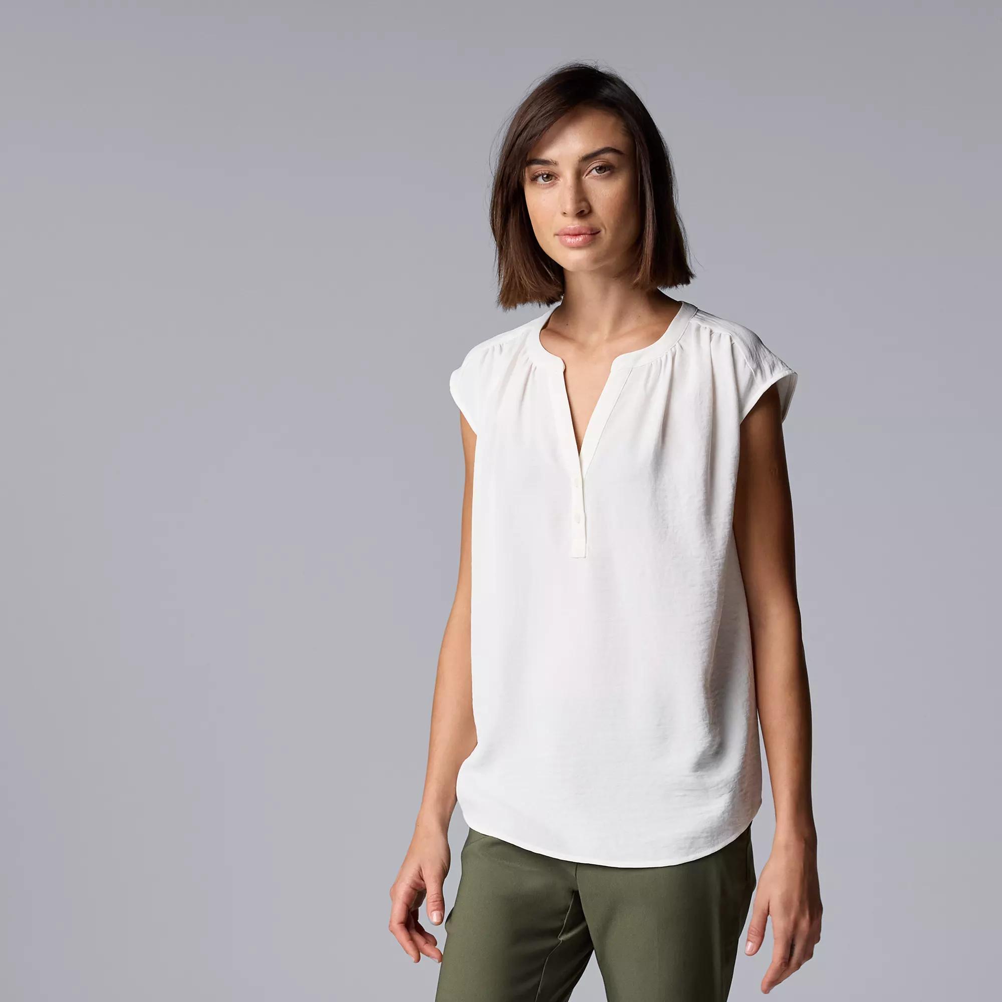 Petite Simply Vera Vera Wang Short Sleeve Dolman Popover Top, Women's,  Product Image