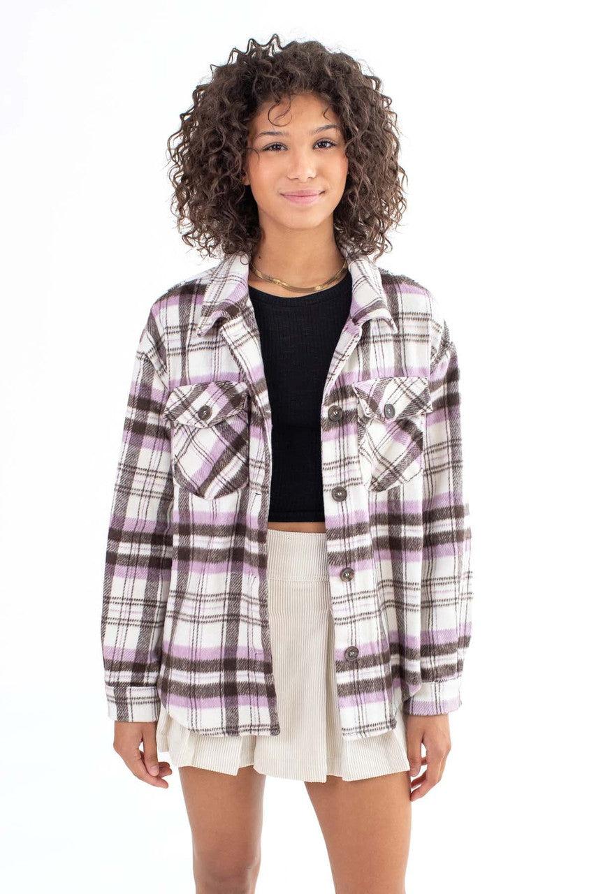 Lavender Brushed Plaid Jacket Product Image