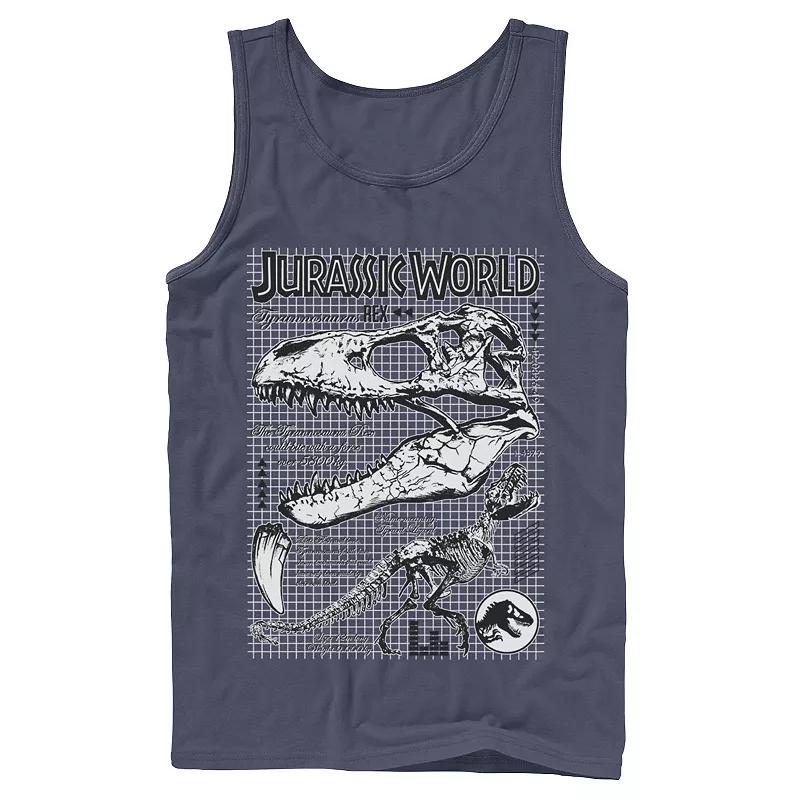 Men's Jurassic World Two T-Rex Bones Schematic Graphic Tank Top,  Product Image