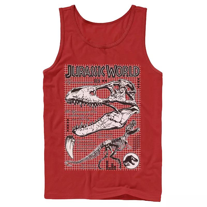 Men's Jurassic World Two T-Rex Bones Schematic Graphic Tank Top,  Product Image