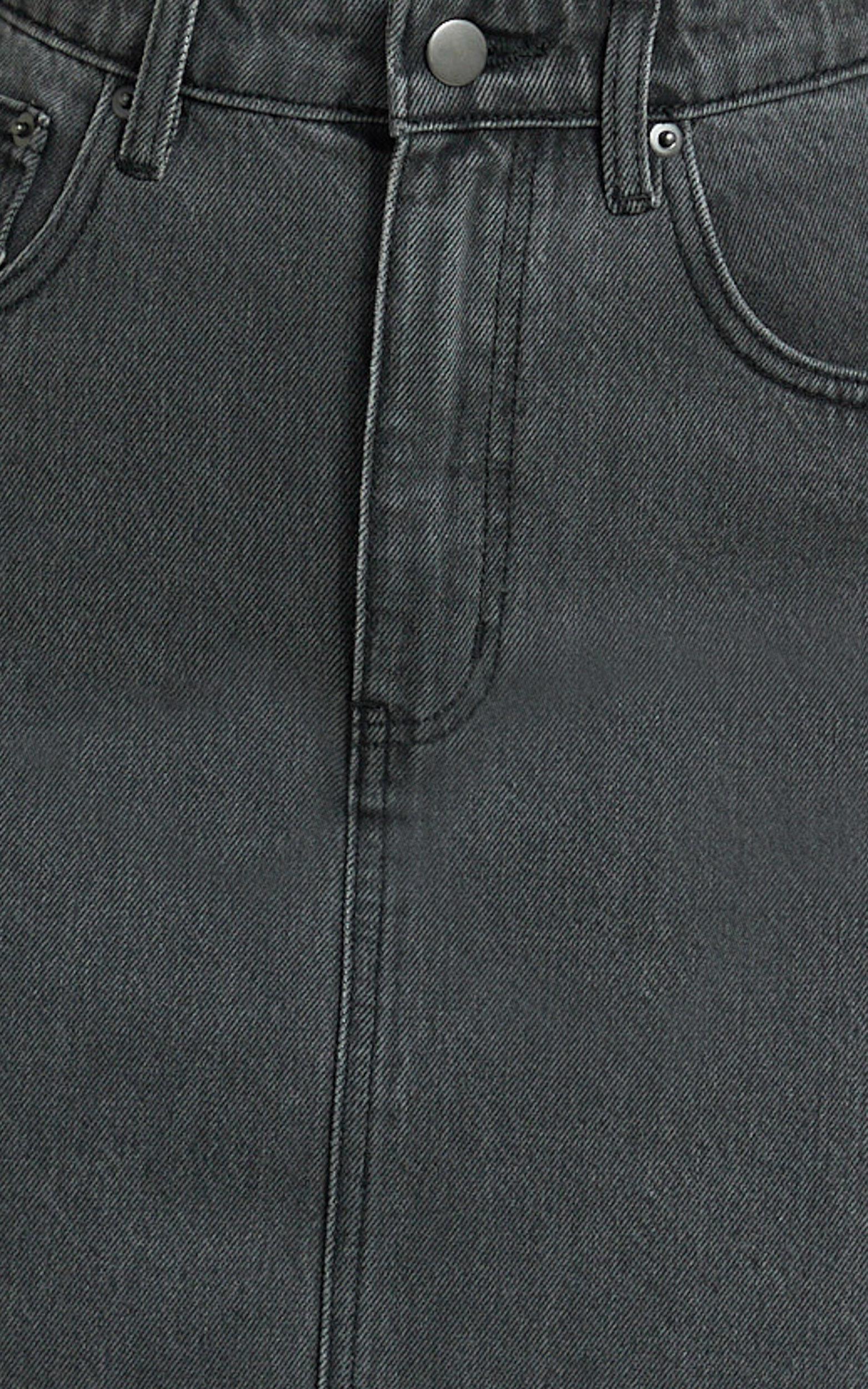 Adan Mini Skirt - Recycled Cotton Frayed Hem Denim Skirt in Black Product Image