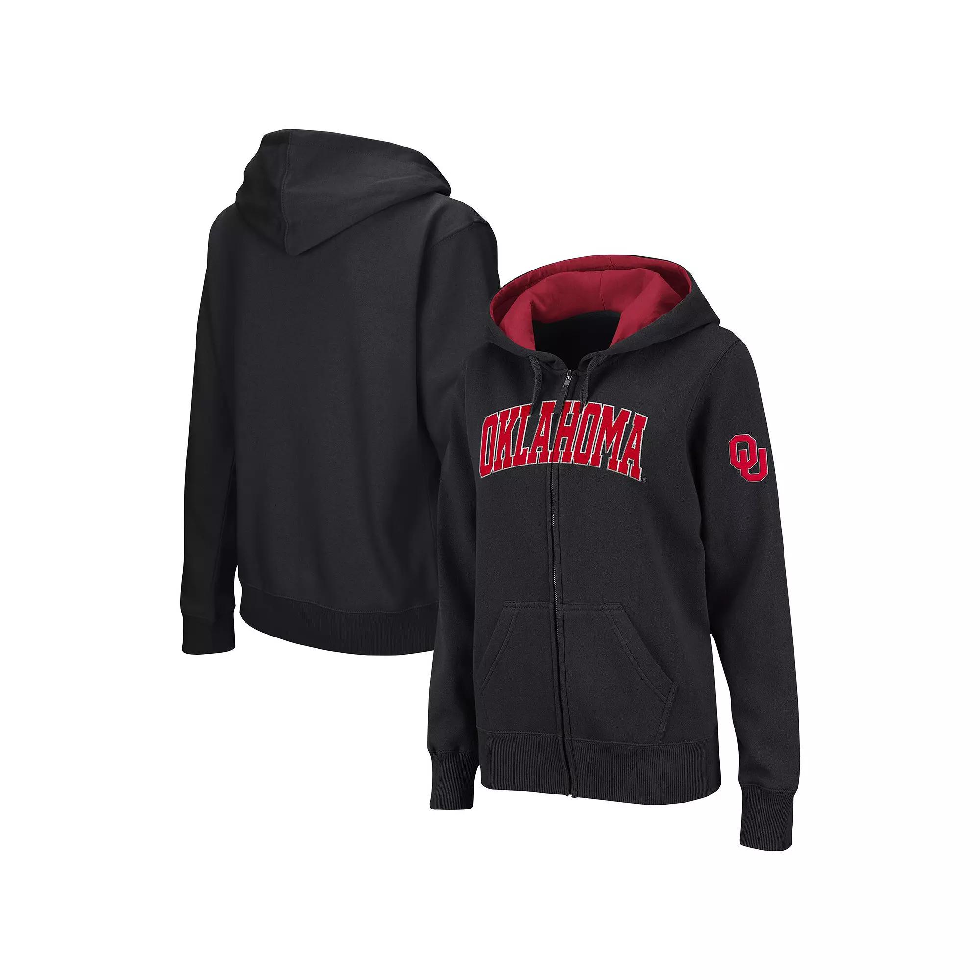 Women's Colosseum Black Oklahoma Sooners Arched Name Full-Zip Hoodie,  Product Image