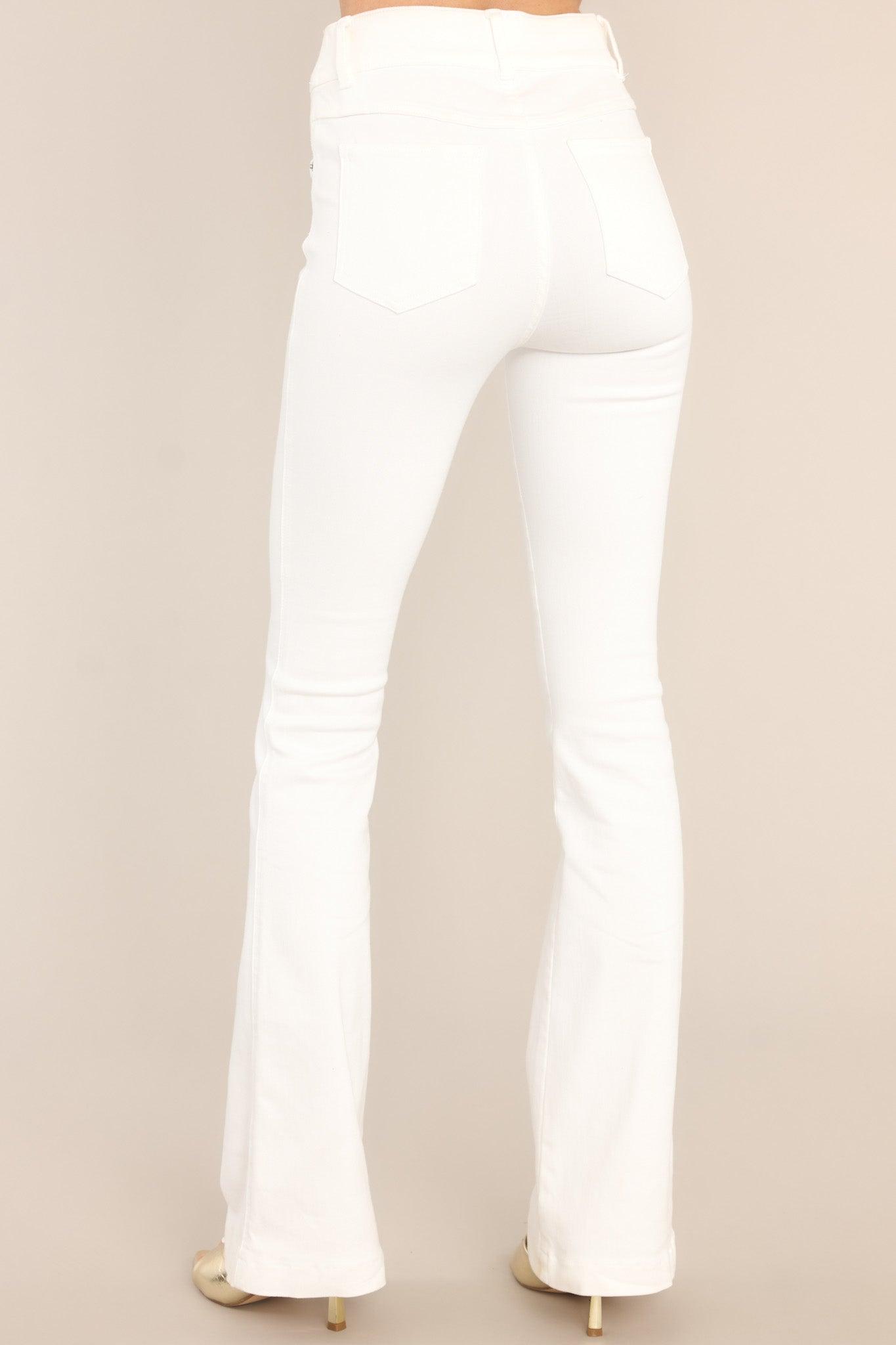 Stretch Pull On White Flare Jeans Product Image