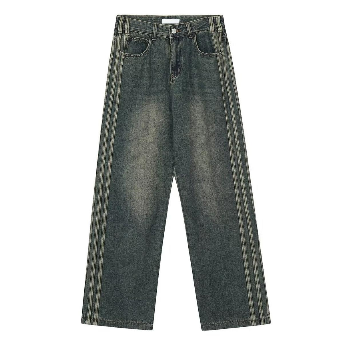 Sopula Unisex Men's Street Trend Wide Leg Straight Leg Washed Jeans Product Image