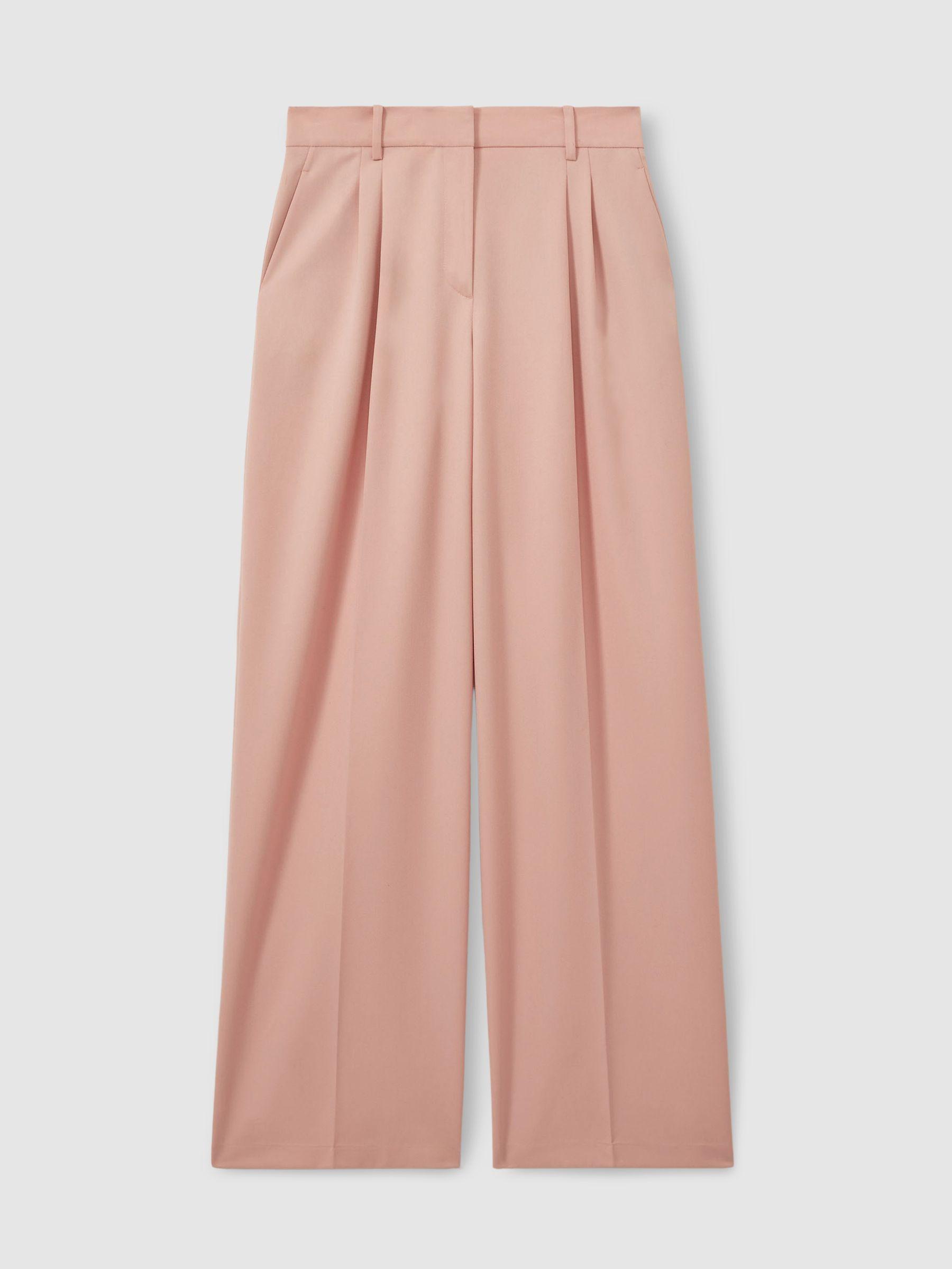 Double Pleat Wide Leg Trousers in Pink Product Image