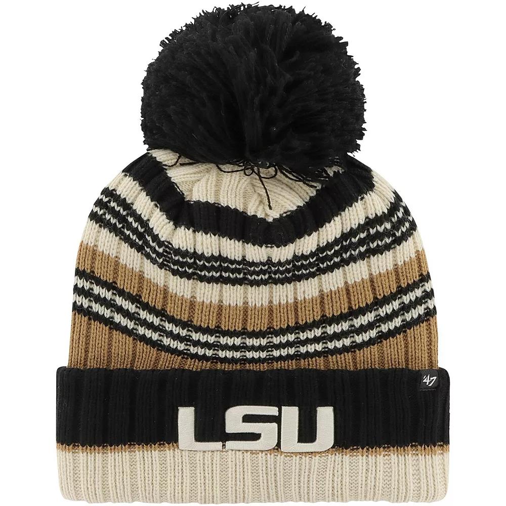 Women's '47 Khaki LSU Tigers Barista Cuffed Knit Hat with Pom, Beig K Product Image