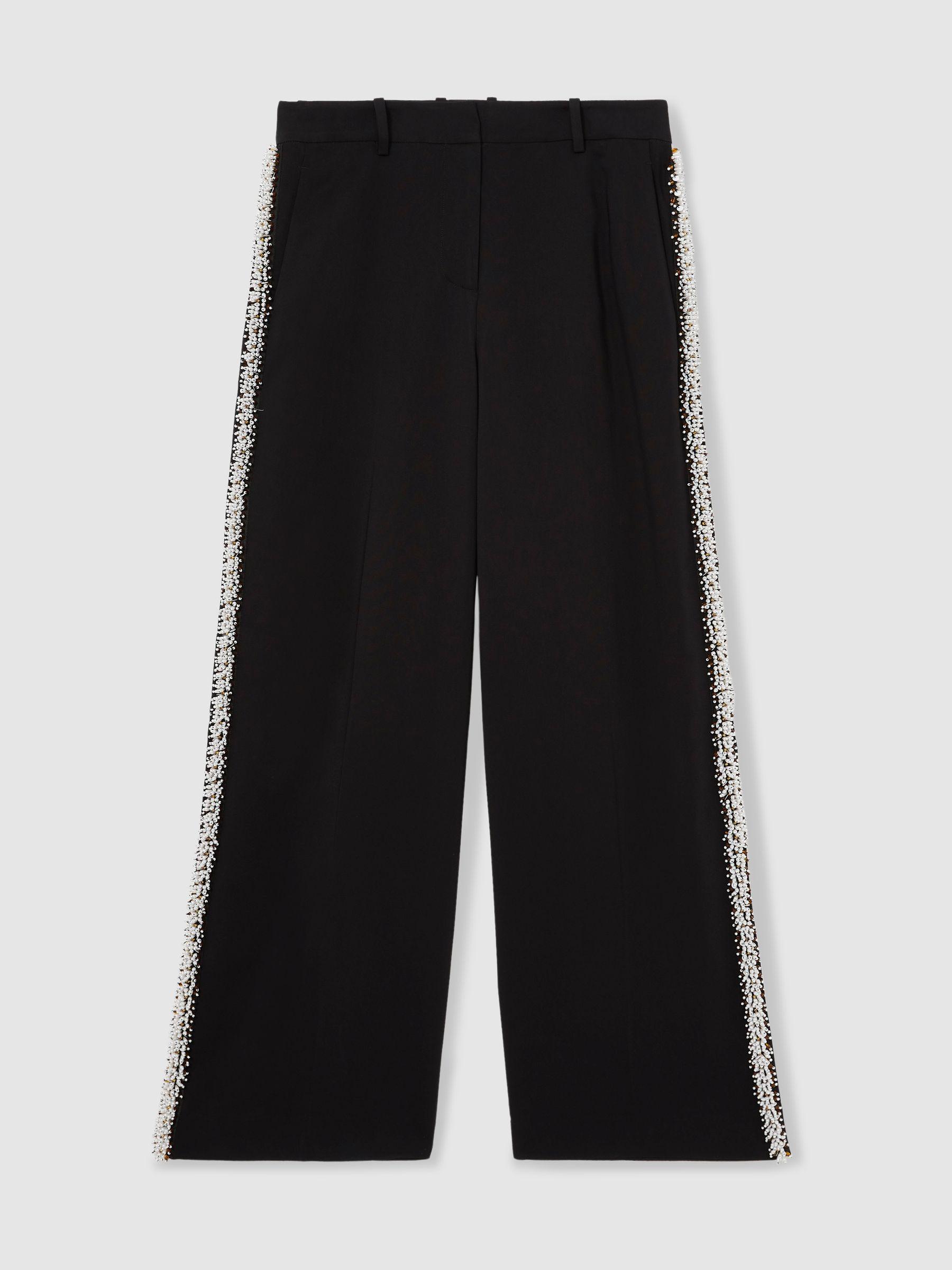 Atelier Embellished Wide-Leg Trousers in Black Product Image