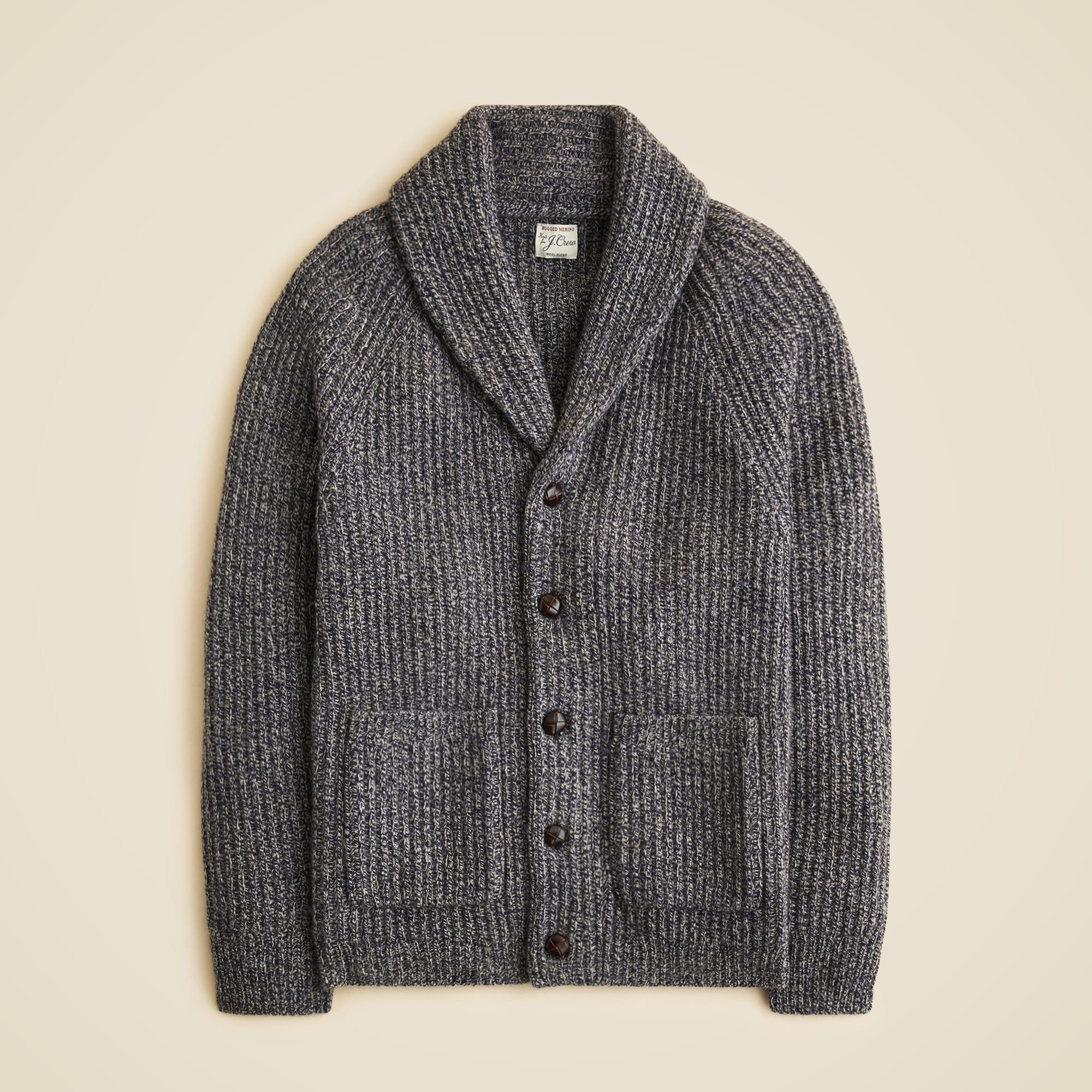 Rugged merino wool-blend cardigan sweater Product Image
