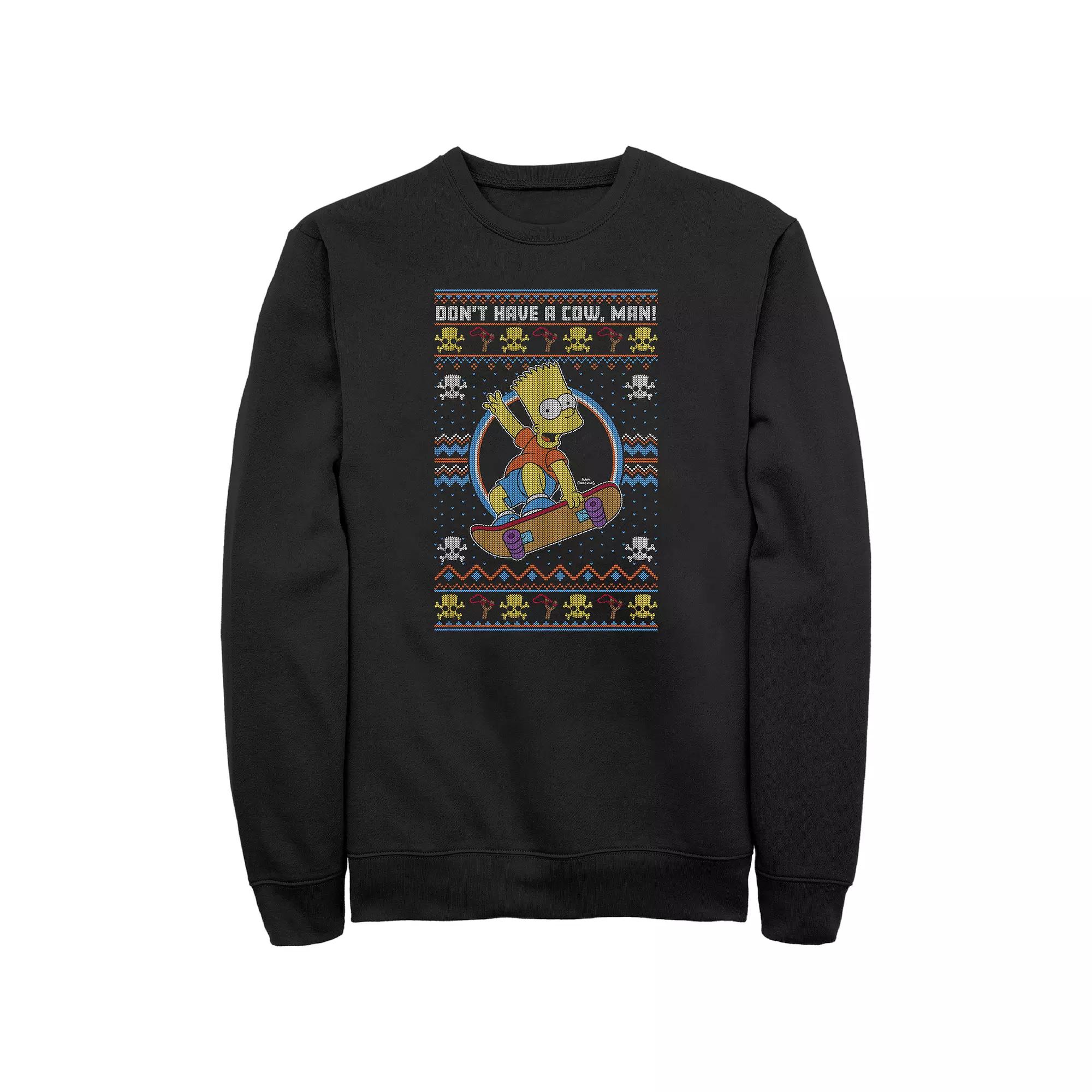 Big & Tall The Simpsons Bart Ugly Sweater Graphic Fleece, Men's,  Product Image