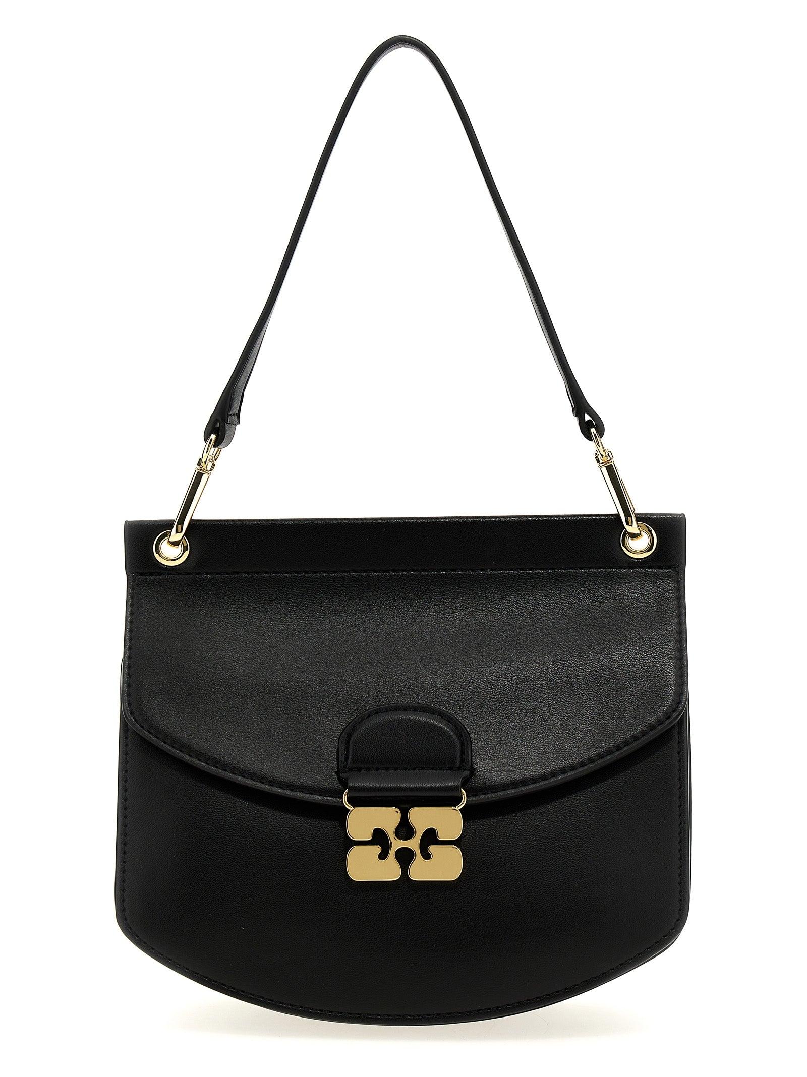 GANNI Small Shoulder Bag With Adjustable Strap And Gold-tone Hardware In Black Product Image