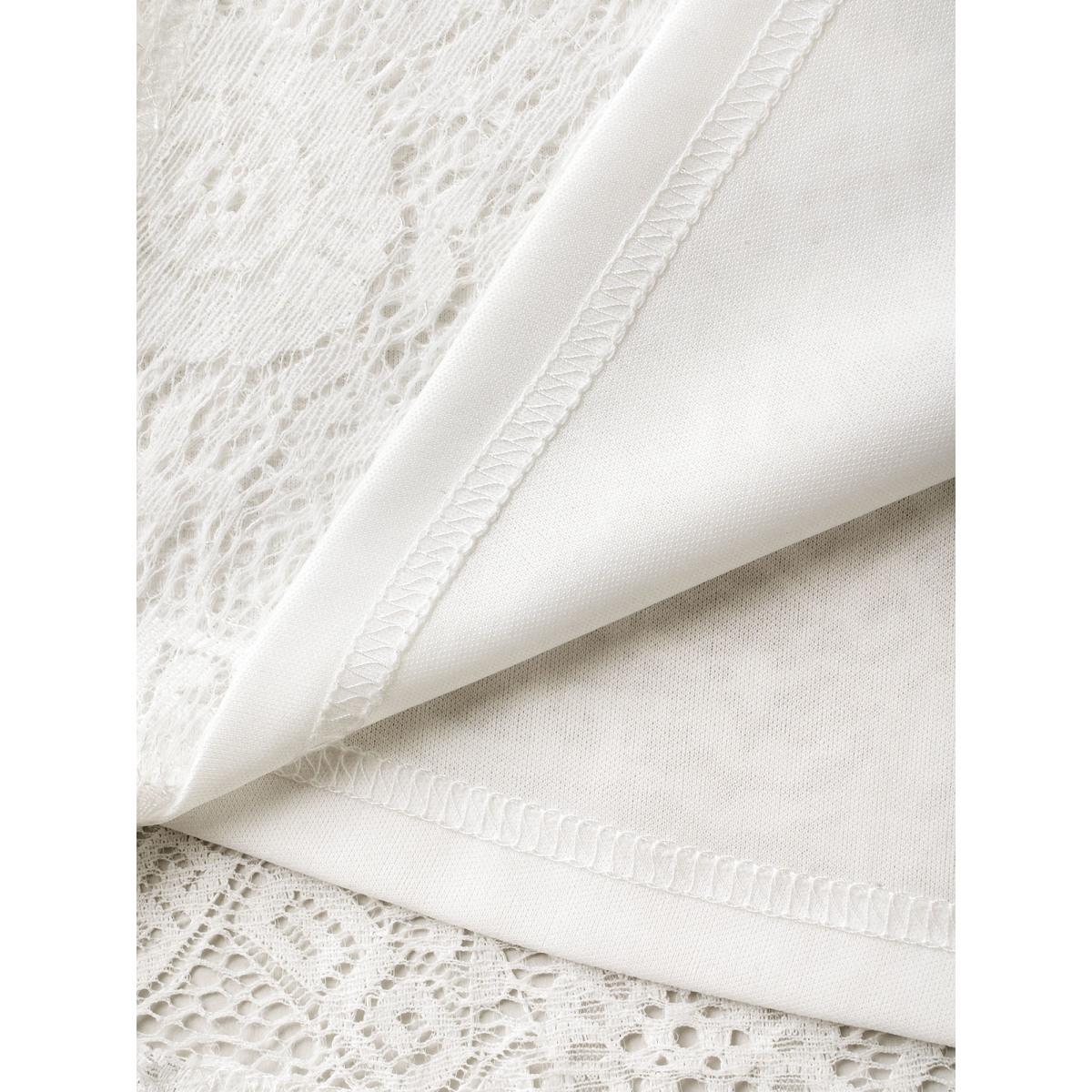 Plus Size Woven Textured Feel Cinched-Waist Midi Dress Originalwhite Women V-neck Short sleeve Curvy BloomChic 30/6X Product Image