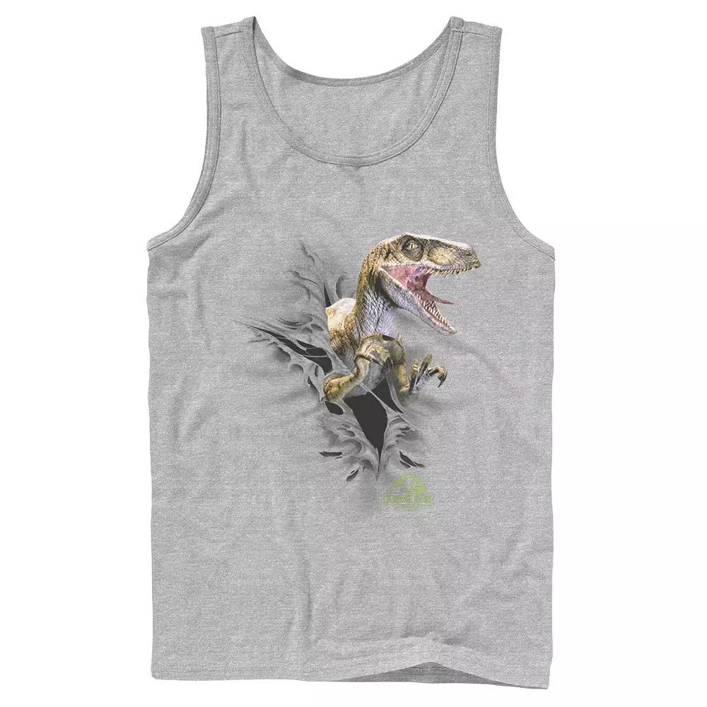 Men's Jurassic Park Velociraptor Tears Through Tank Top,  Product Image