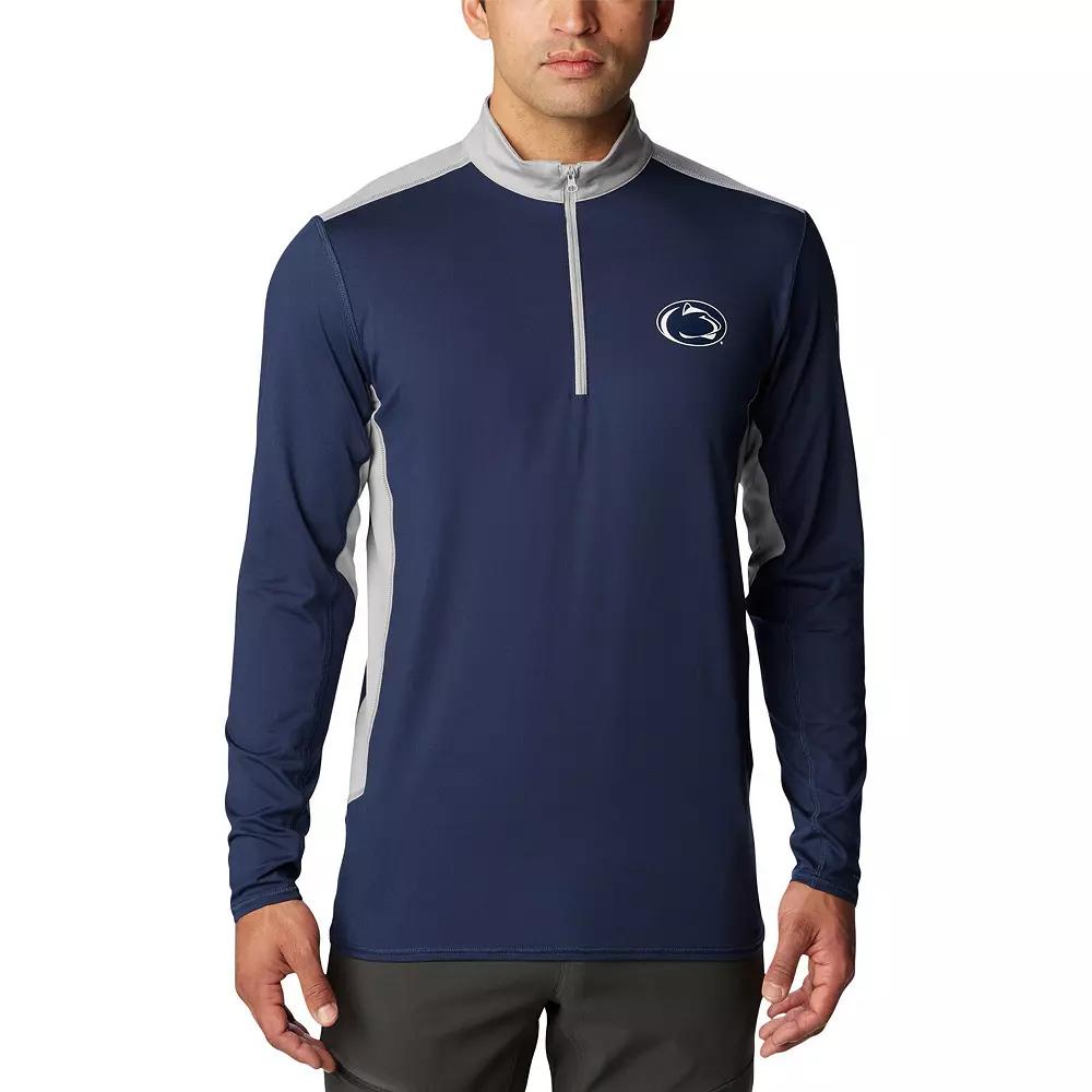 Men's Columbia Navy Penn State Nittany Lions Tech Trail™ Omni-Shade Quarter-Zip Top, Size: Small, Blue Product Image