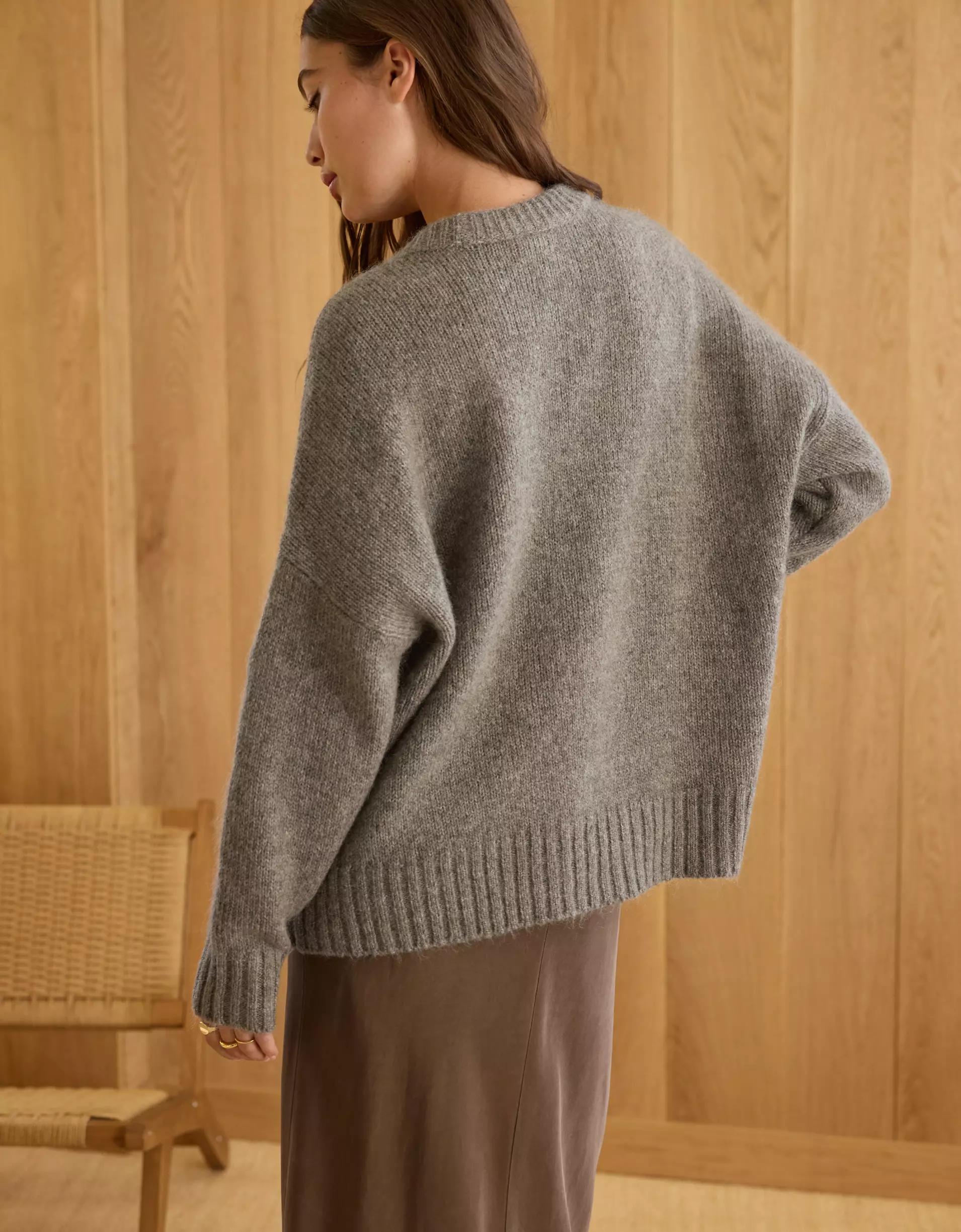 AE77 Premium Mohair-Blend Boyfriend Sweater Product Image