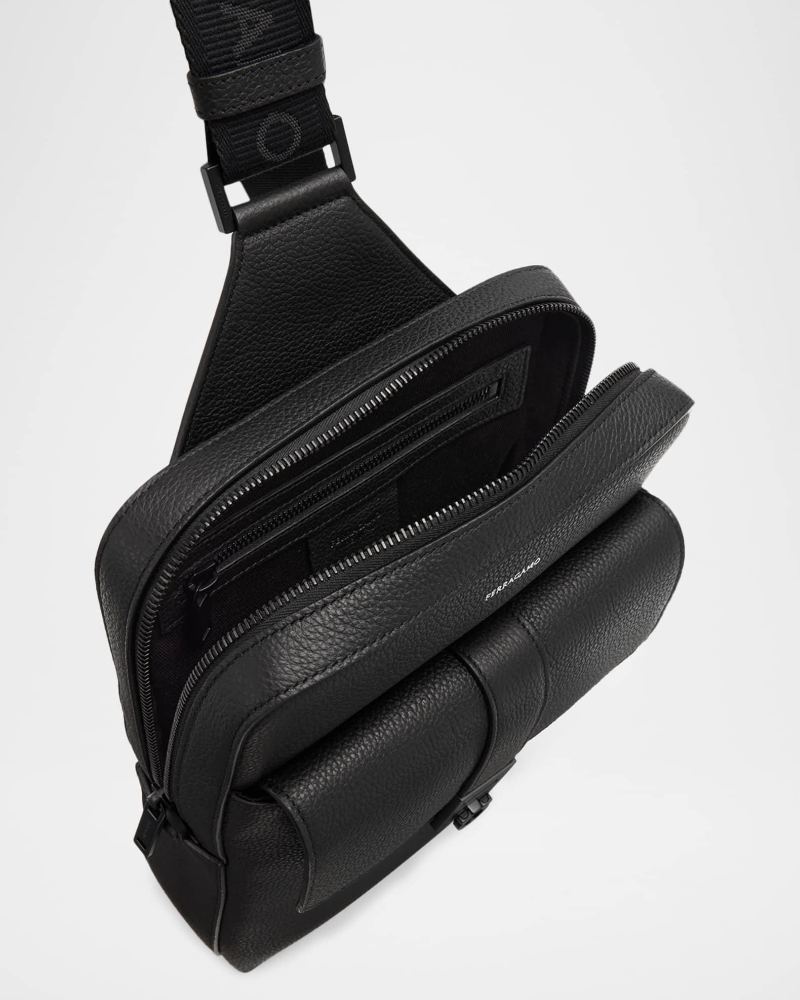 Men's Hug-Buckle Leather Sling Crossbody Bag Product Image