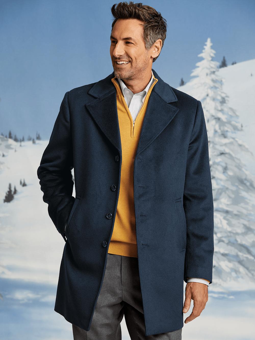 Wool Blend Topcoat - Navy Product Image