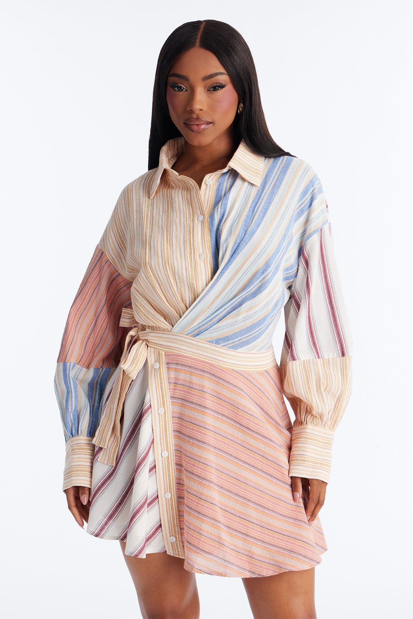 Shiloh Striped Linen Mini Dress - Multi Color Female Product Image