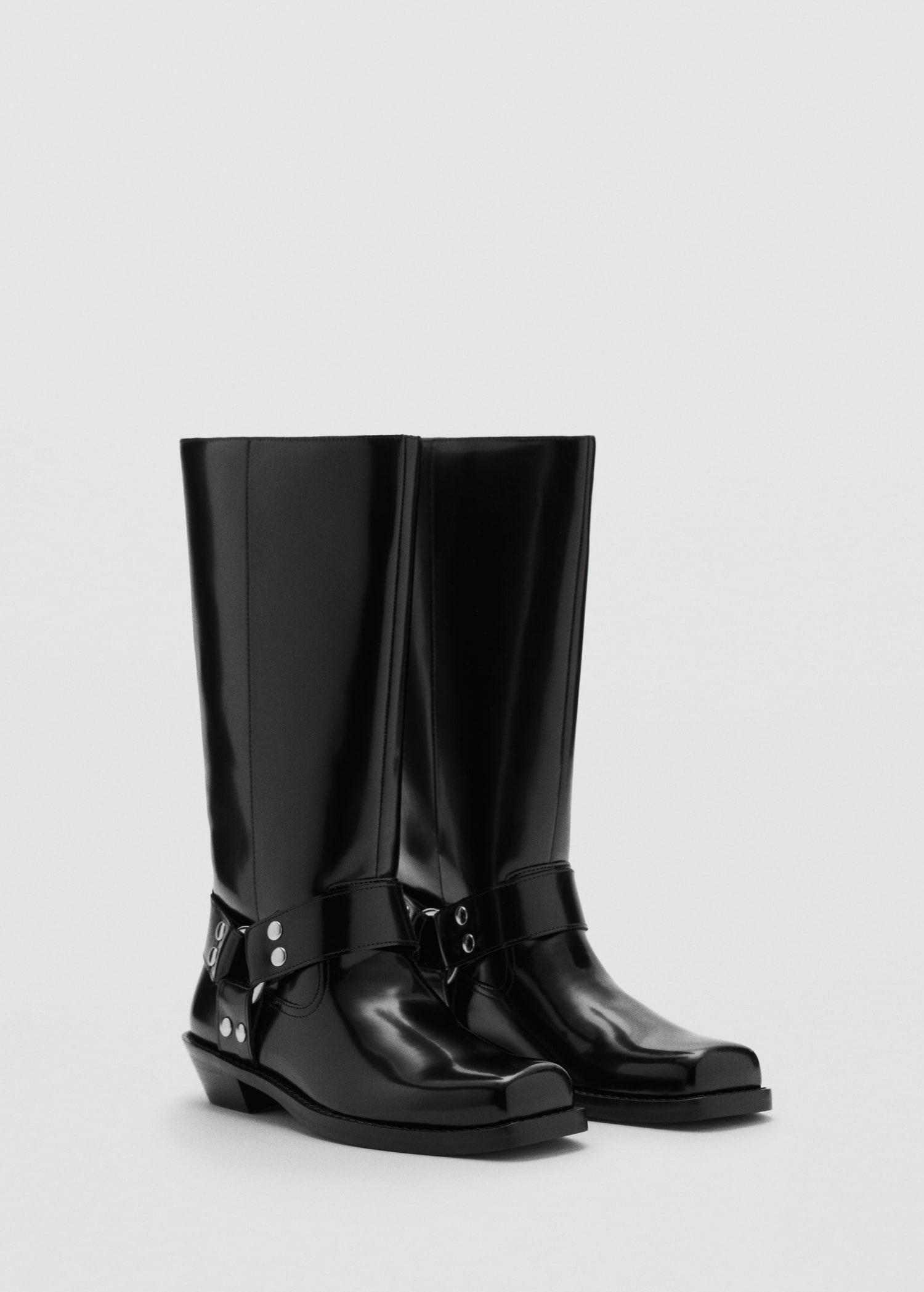 Square toe boot with metallic details - Women | MANGO USA Product Image