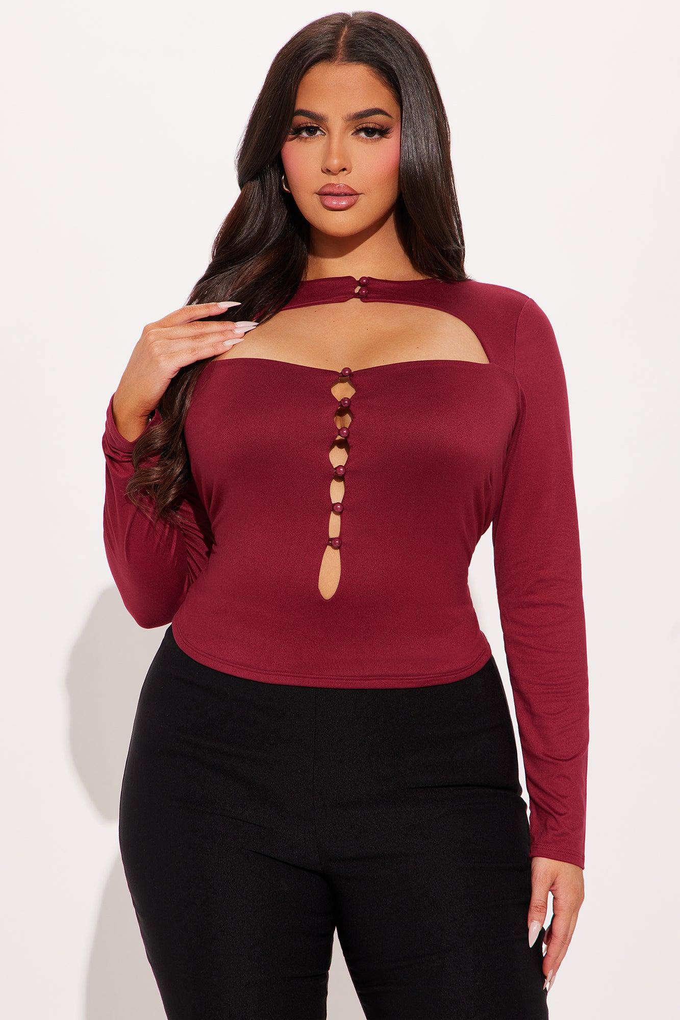 Needed Me Long Sleeve Top - Wine Product Image