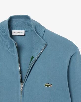 Zipped High Neck Cotton Sweater Product Image