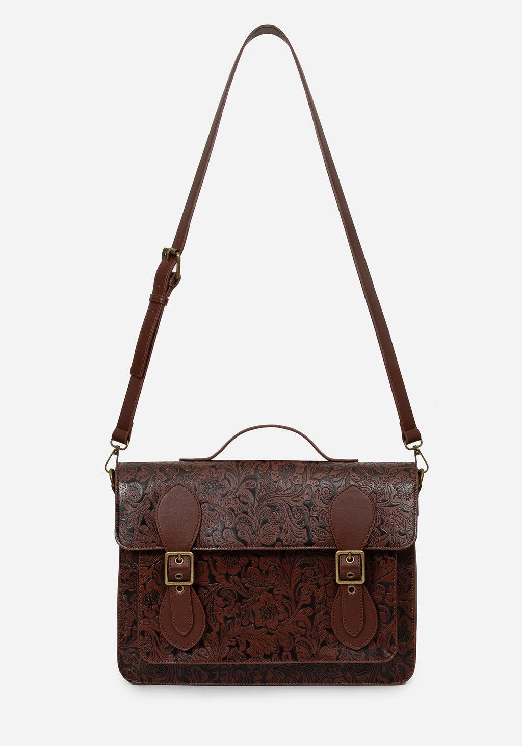 Sunder Floral Debossed Mini Crossbody Satchel Bag Product Image