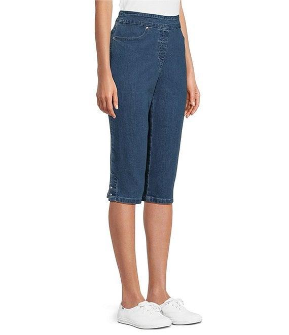 Allison Daley Side Slit Pull-On Stretch Denim Skimmer Capri Pants Product Image