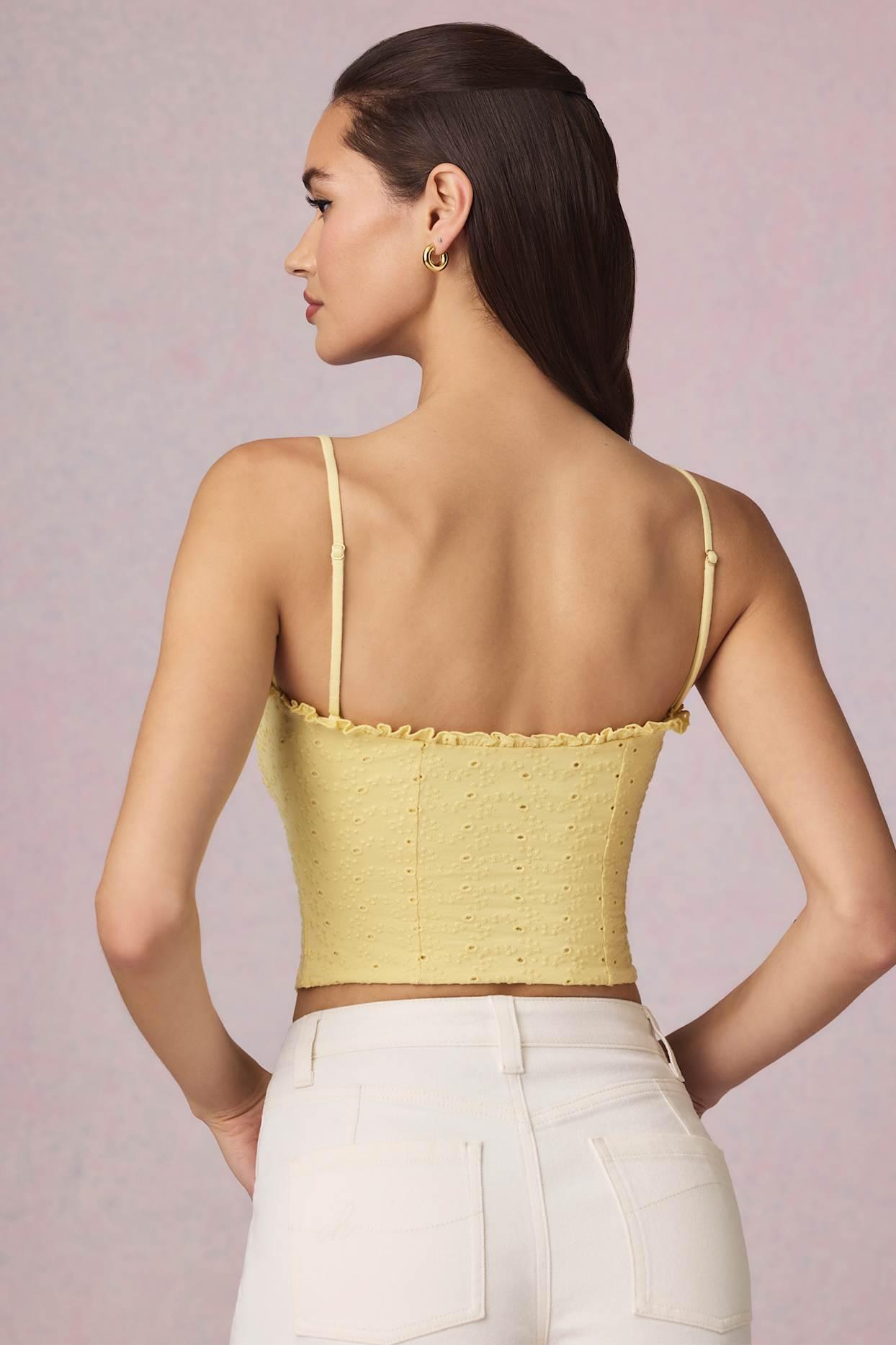 Broderie Anglaise Camisole Top in Lemon Yellow Product Image