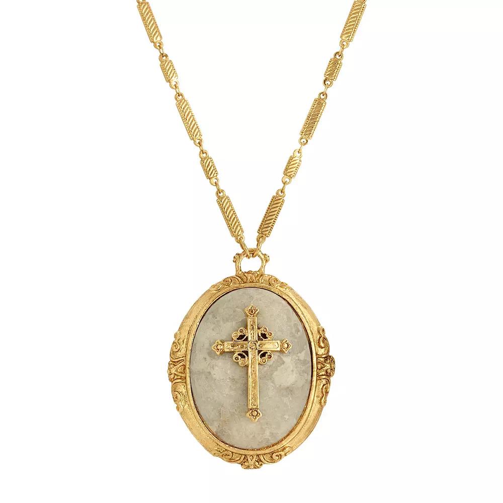 Symbols of Faith Riverstone Cross Pendant Necklace, Womens Product Image