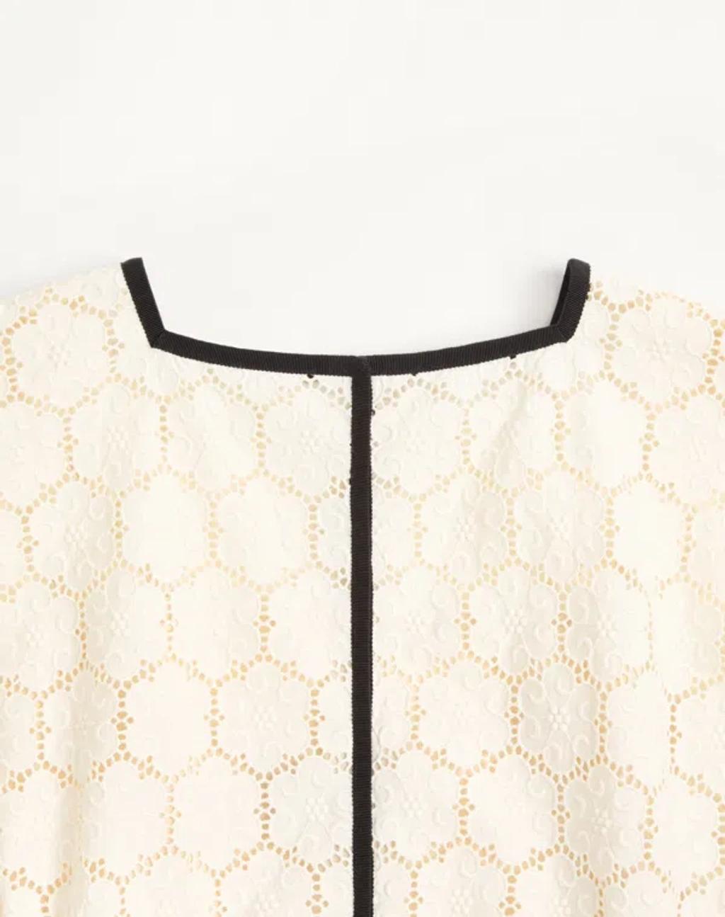 VALENTINO Midi Dress In Fleurs À Jours Cotton In White Product Image