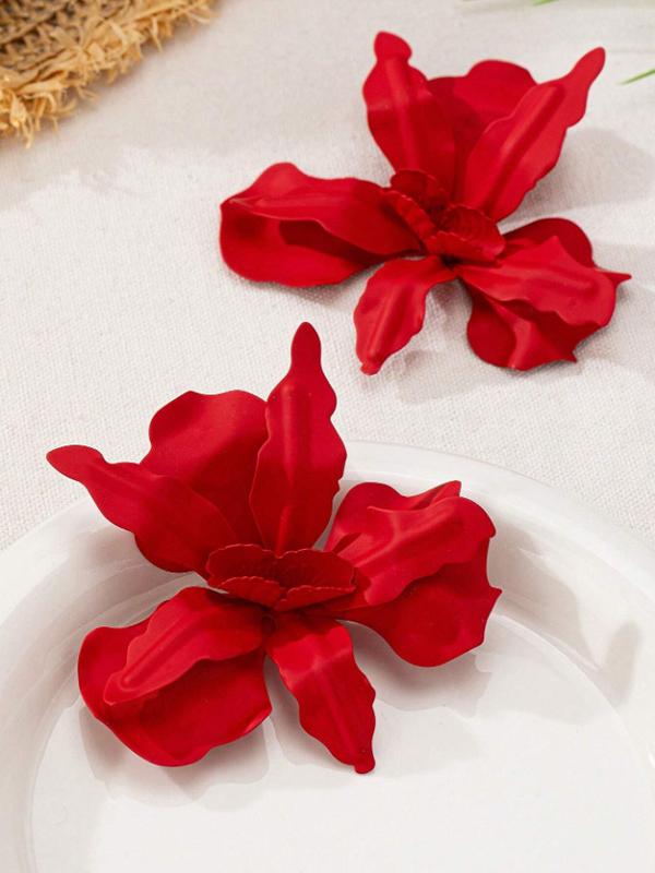 Flower Shape Solid Color Earrings Accessories Product Image