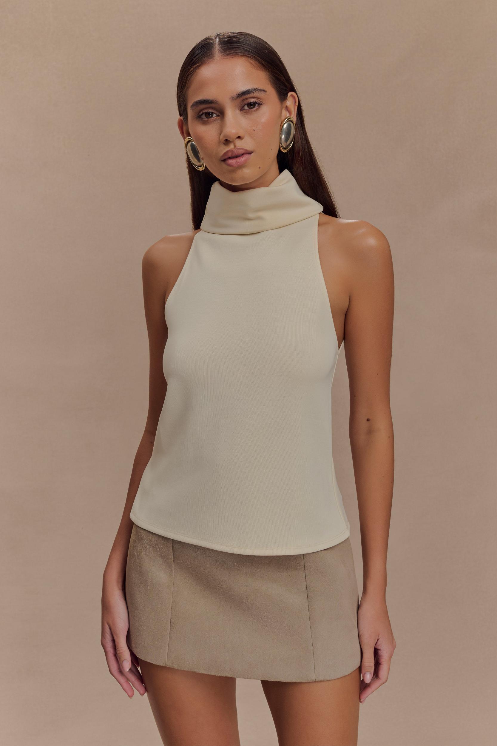 Birdie High Neck Sleeveless Top - Ivory Product Image