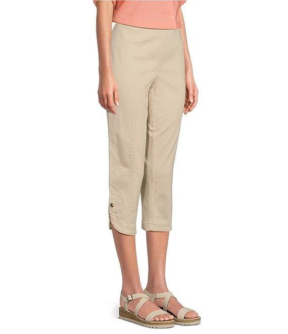 Intro Pull-On Curved Hem Elastic Waist Mid Rise Capri Pants Product Image