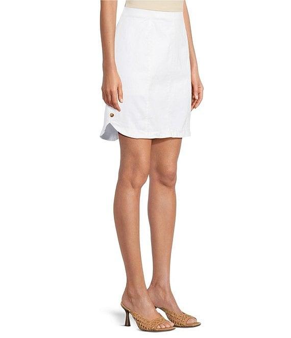 Intro Petite Size Nia Denim Button Hem Pull-On Skort Product Image
