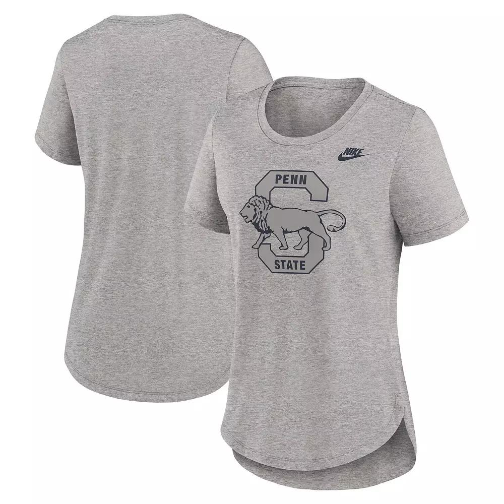 Women's Nike Heather Gray Penn State Nittany Lions Legacy Tri-Blend T-Shirt, Size: Large, Grey Product Image