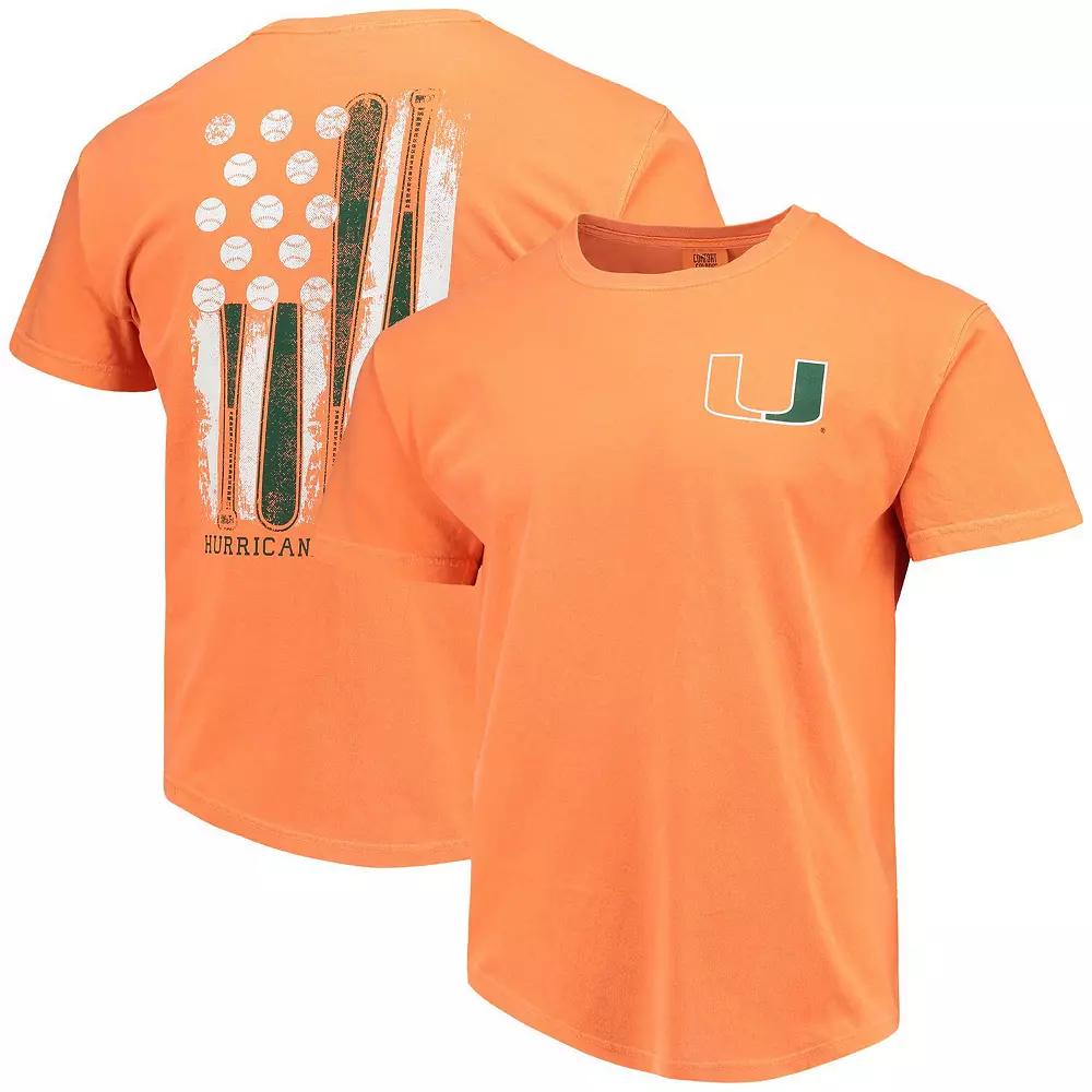 Men's Orange Miami Hurricanes Baseball Flag Comfort Colors T-Shirt,  Product Image