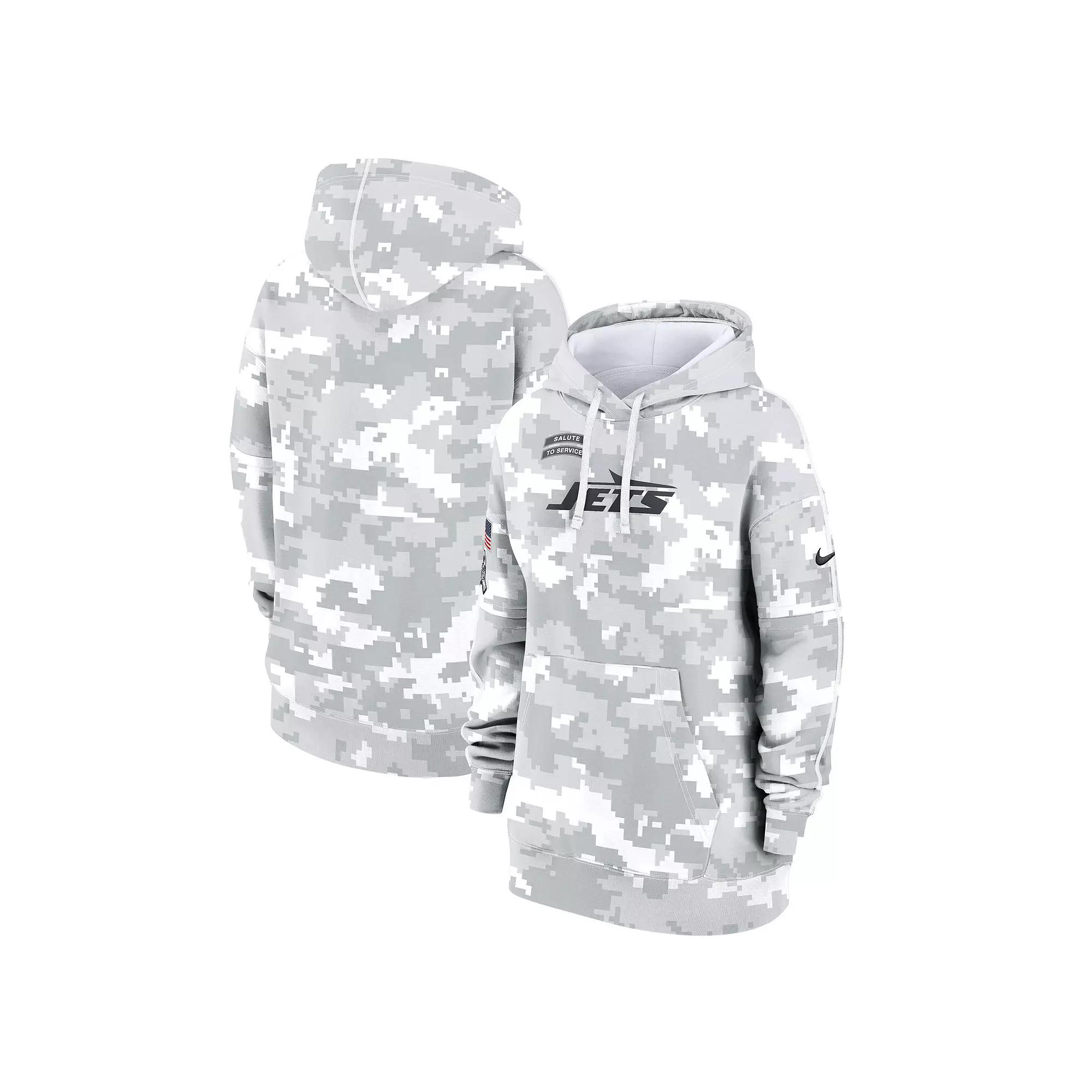 Women's Nike Arctic Camo New York Jets 2024 Salute To Service Club Fleece Oversized Pullover Hoodie, Size: Large, Team Product Image